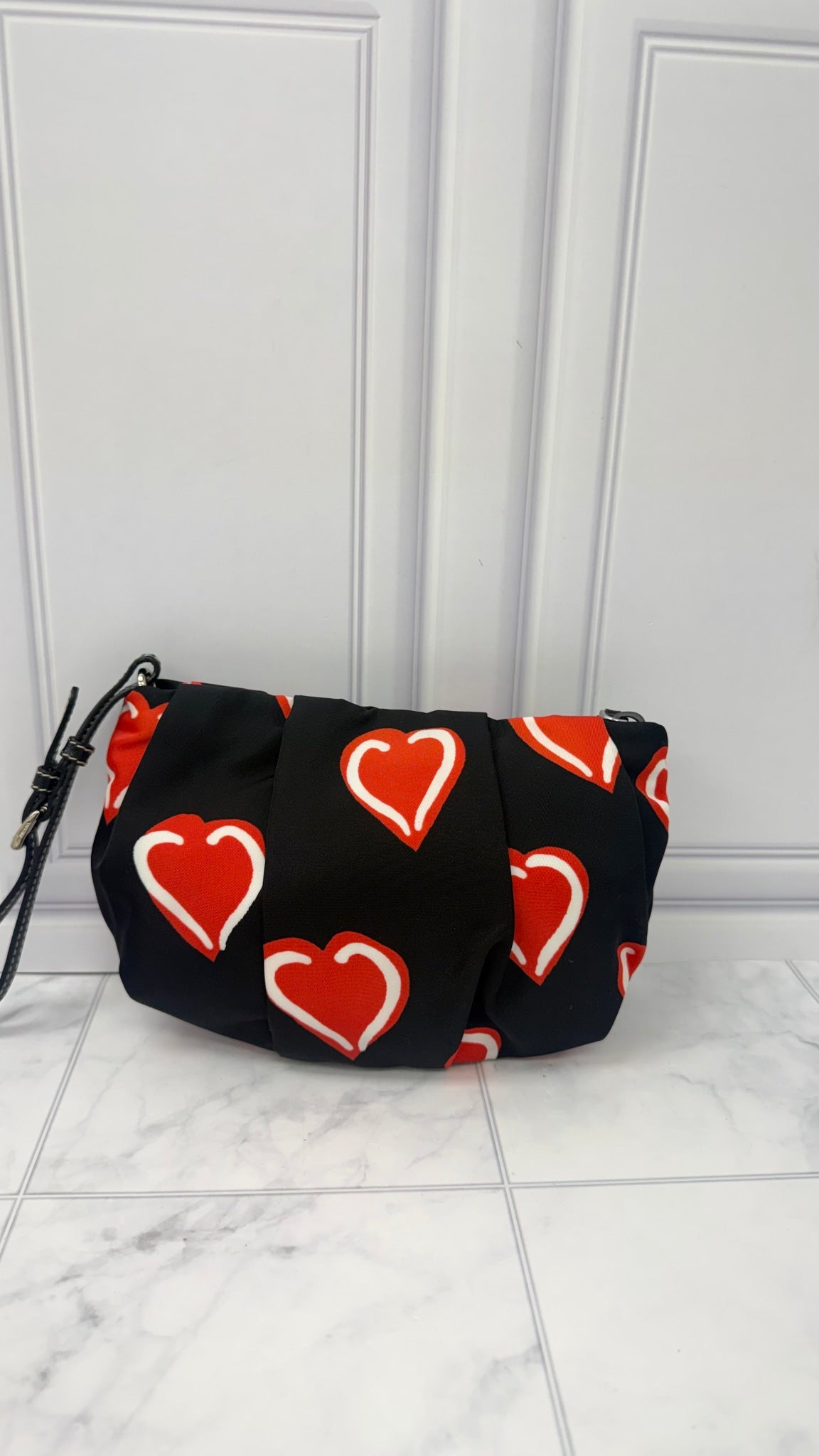 LIKE NEW - Prada Black Nylon Heart Clutch