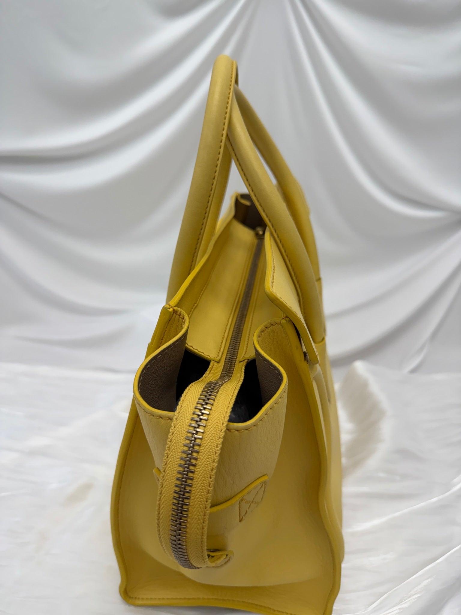 Celine Yellow Leather Mini Luggge Handbag