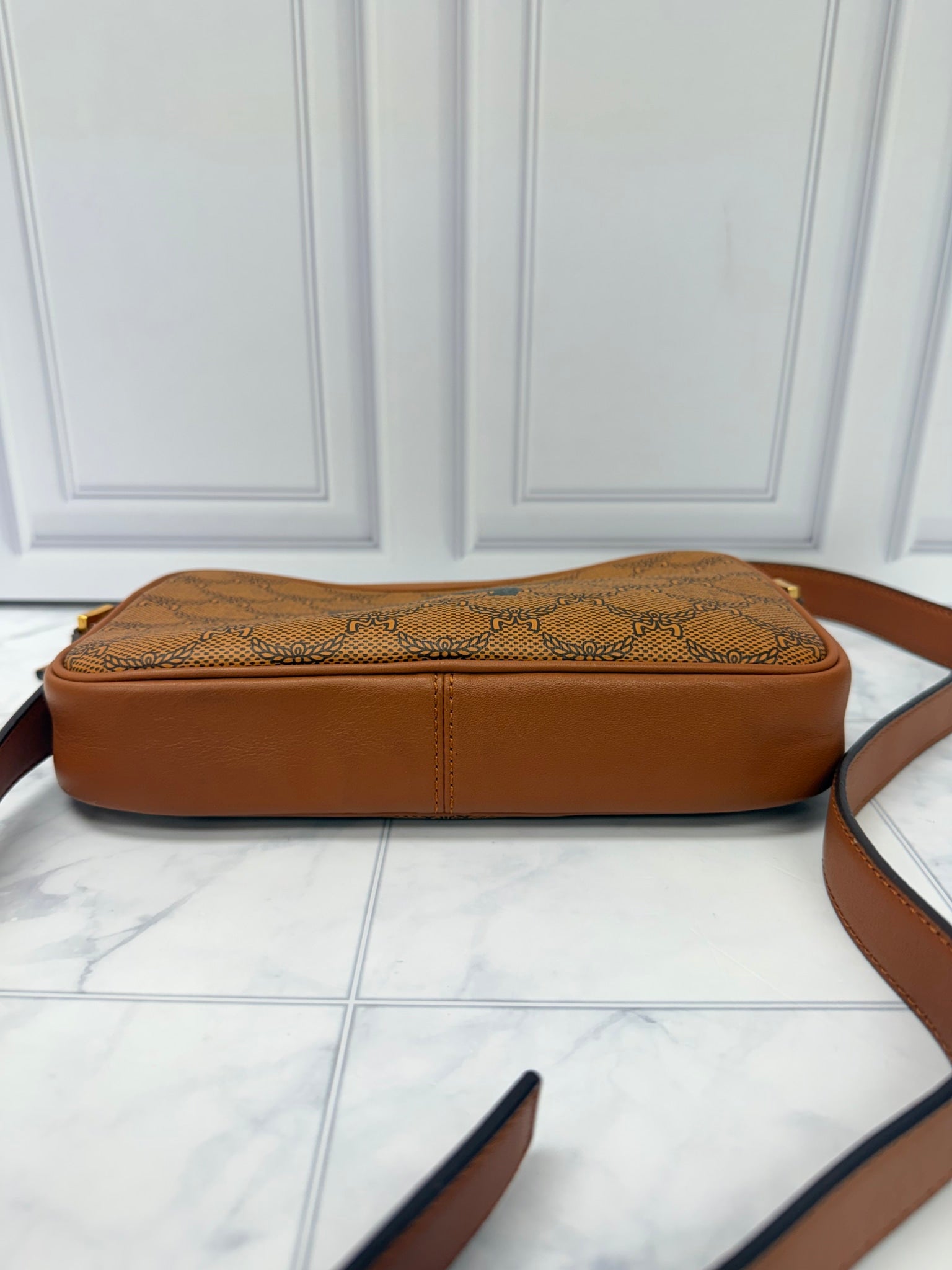 LIKE NEW - MCM Brown Coated Canvas Crossbody Bag