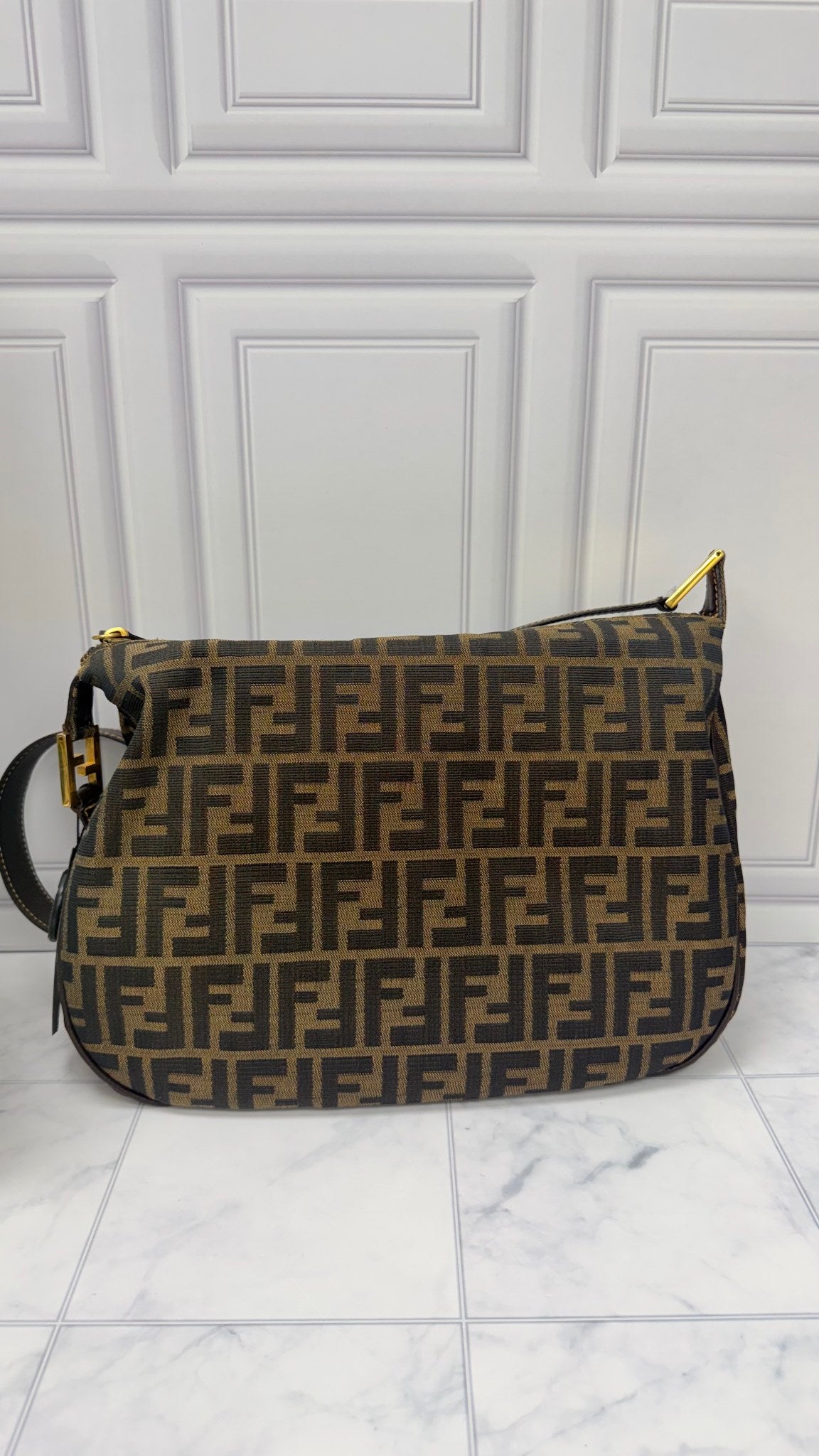 Fendi Brown Canvas Zucca Shoulder Bag