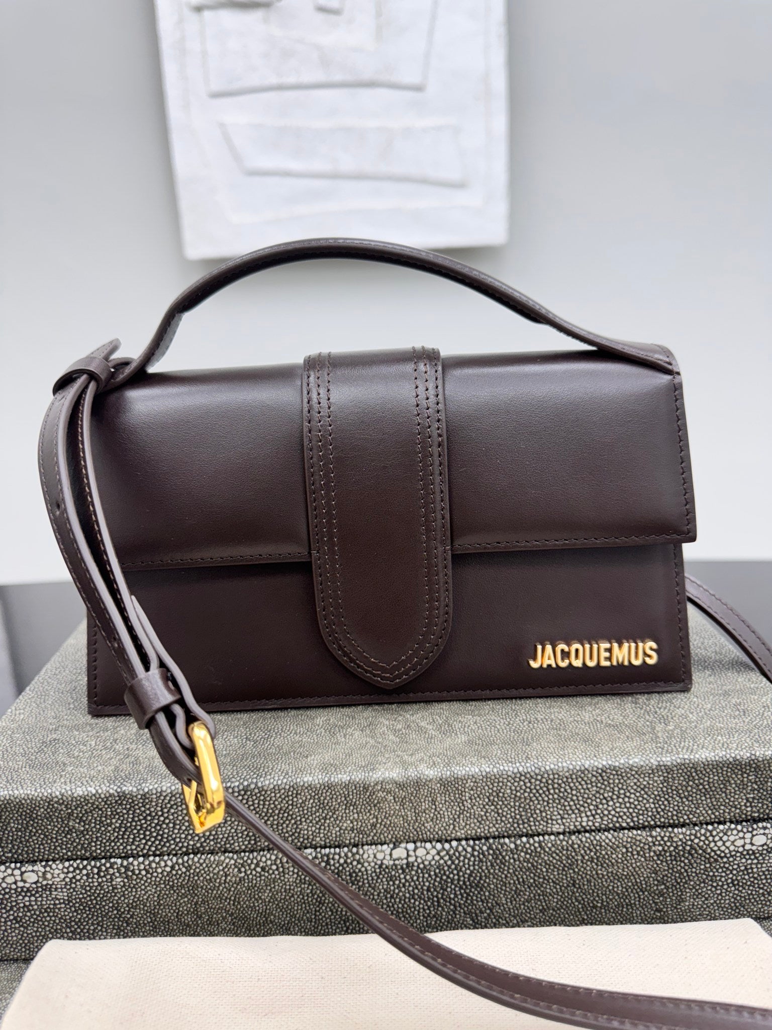 BRAND NEW - Jacquemus Midnight Brown Leather Le Grand Bambino Handbag 2Way Handbag