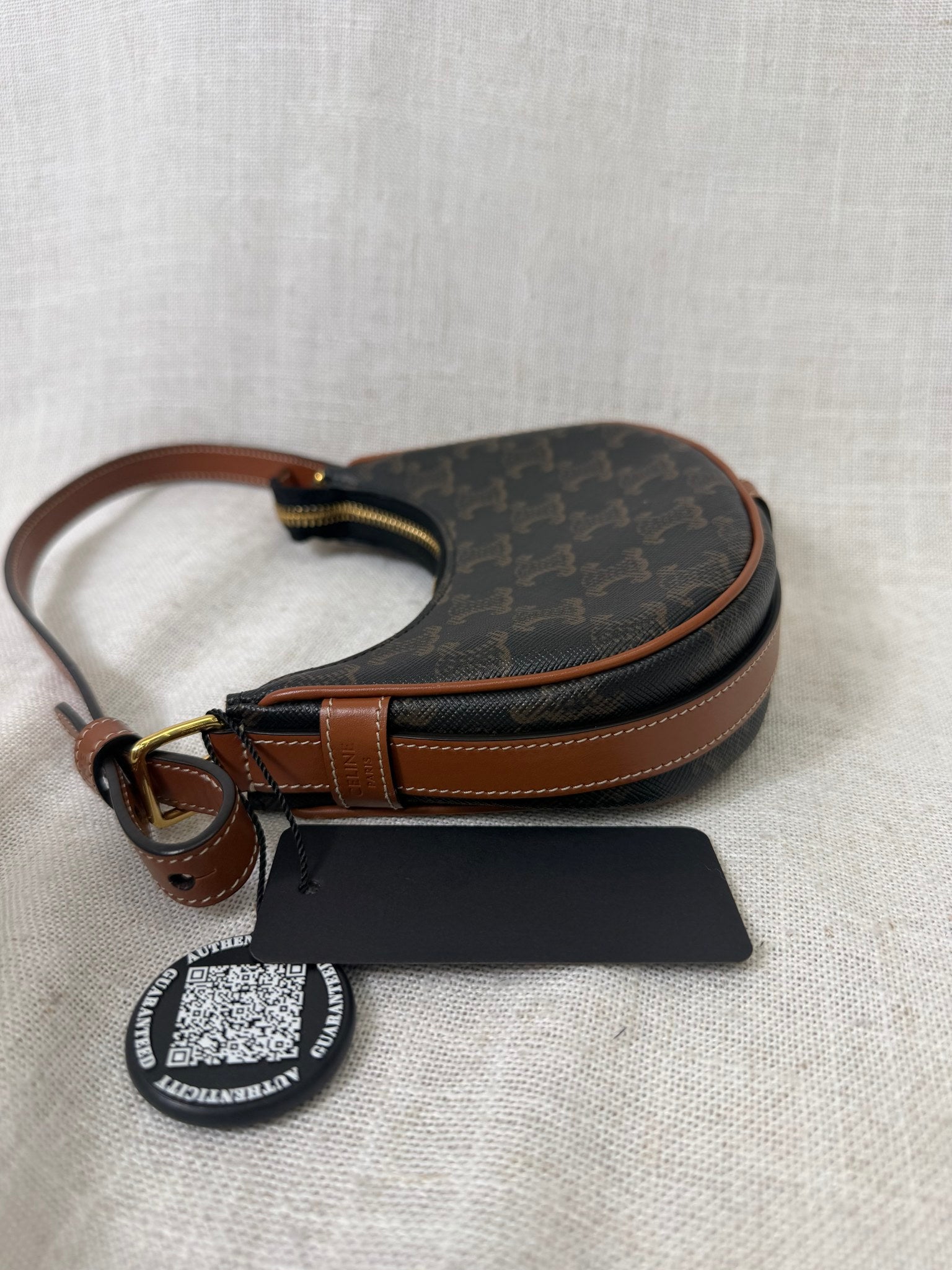 Celine Brown Coated Canvas Mini Ava Shoulder Bag