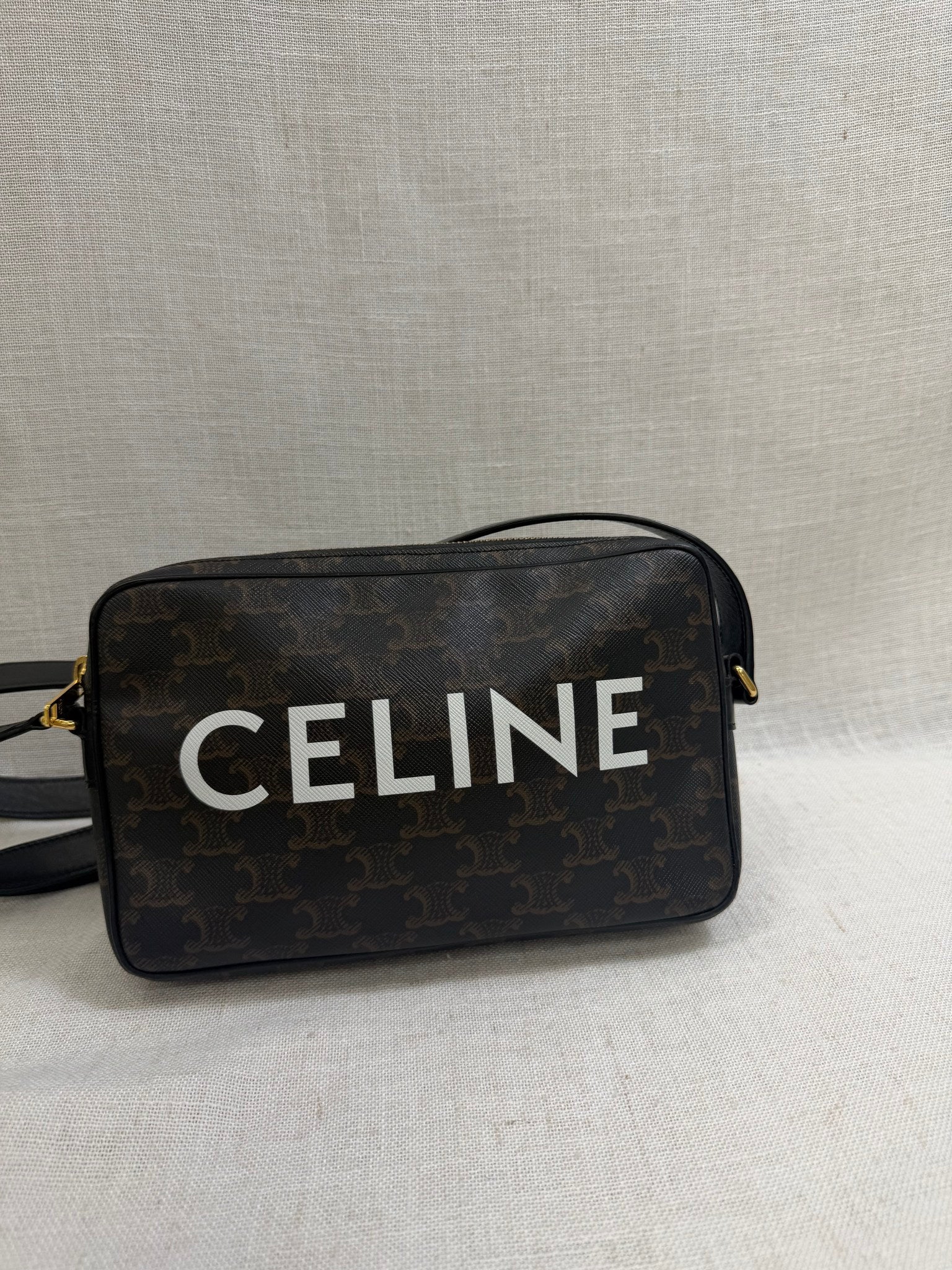 Celine Brown Triomphe Canvas Medium Messenger Bag