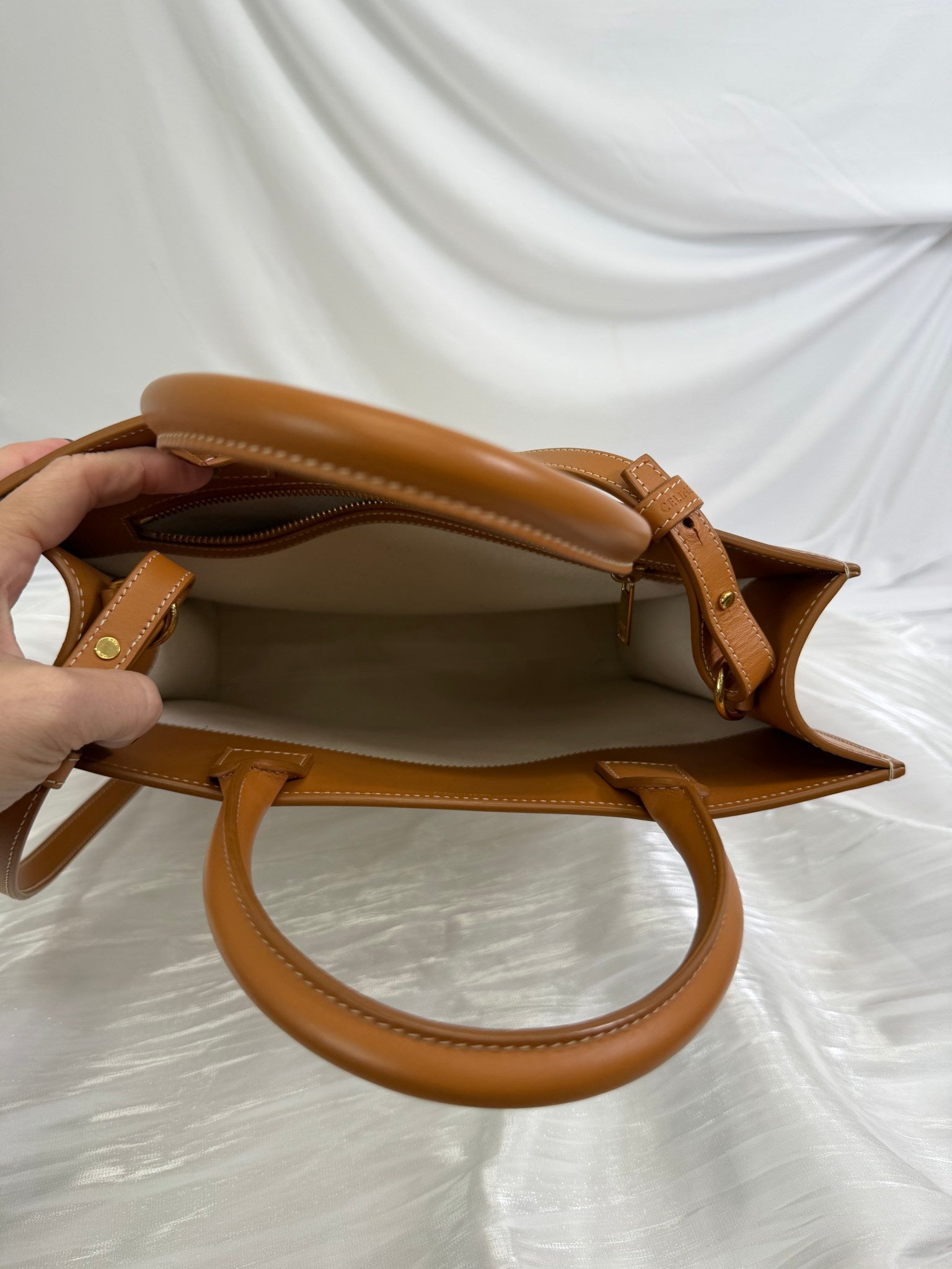 Celine Cream Canvas x Tan Leather Large Vertical Cabas