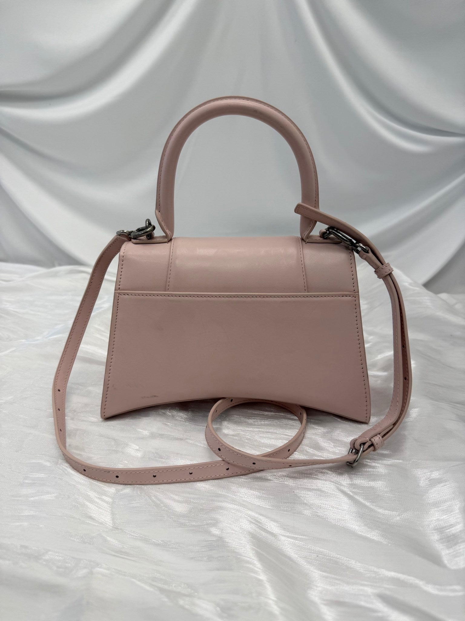 Balenciaga Light Pink Leather Small Hourglass Top Handle Bag