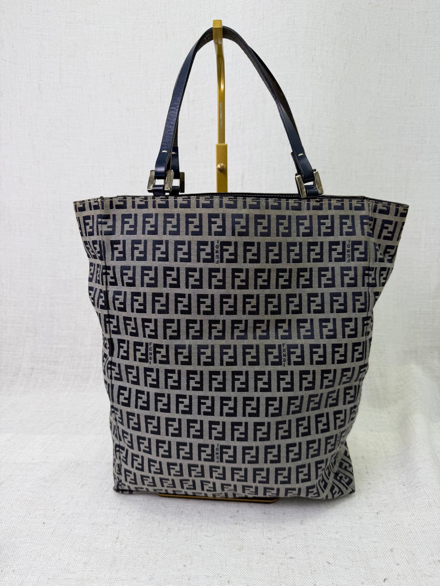 Fendi Navy Zucchino Canvas Tote