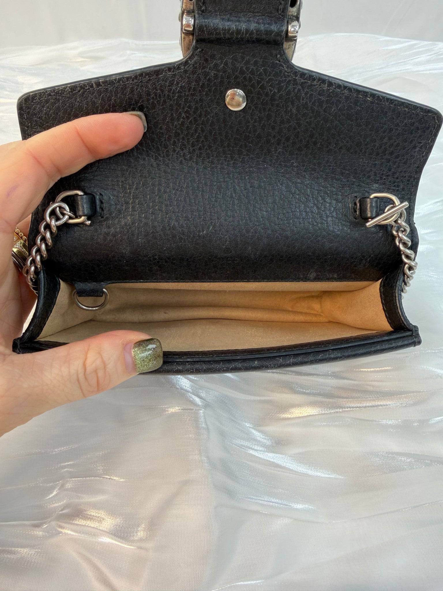 Gucci Black Leather Super Mini Dionysus Bag