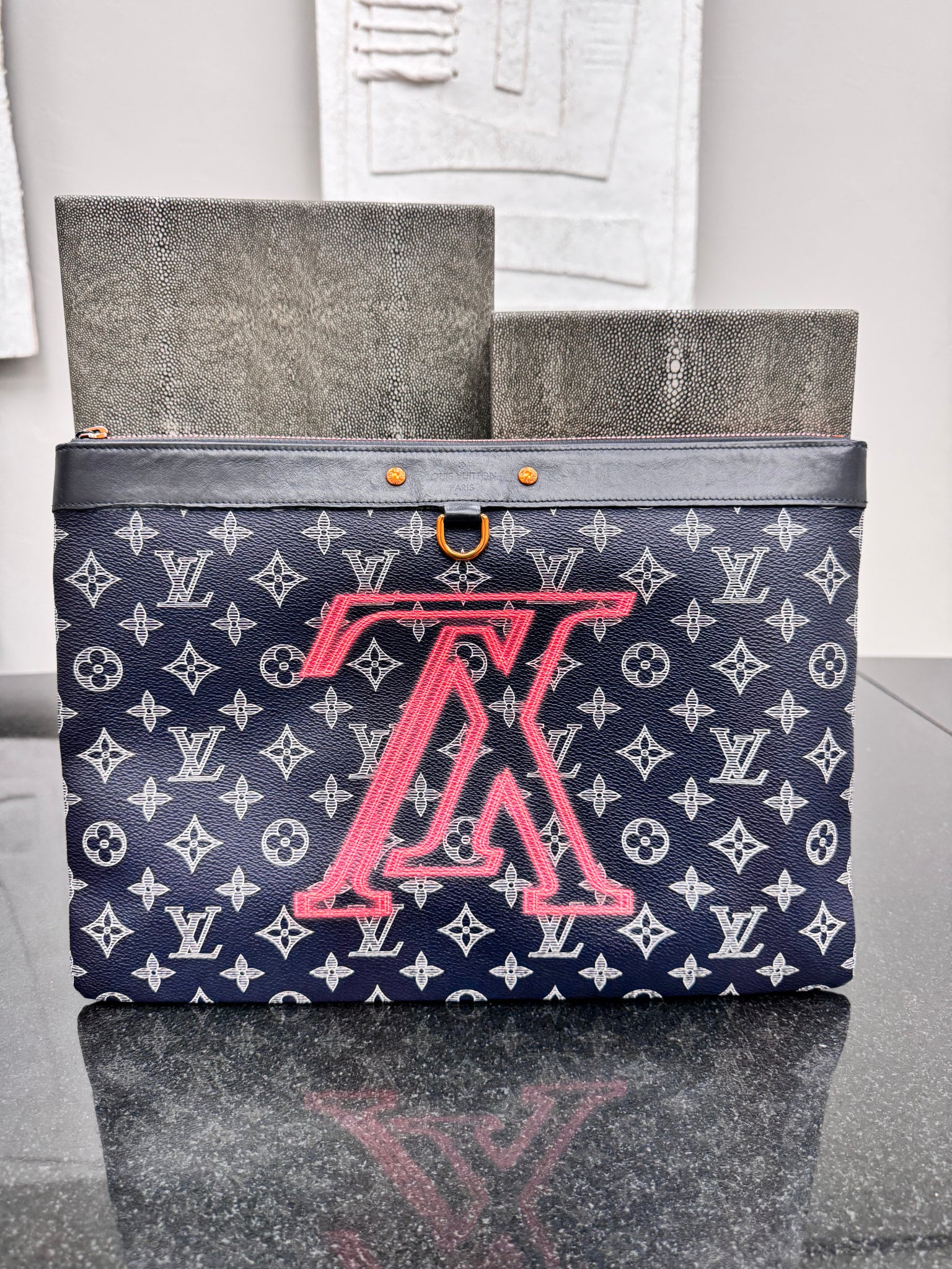 Louis Vuitton Navy Blue Monogram Upside Down Pochette Apollo GM