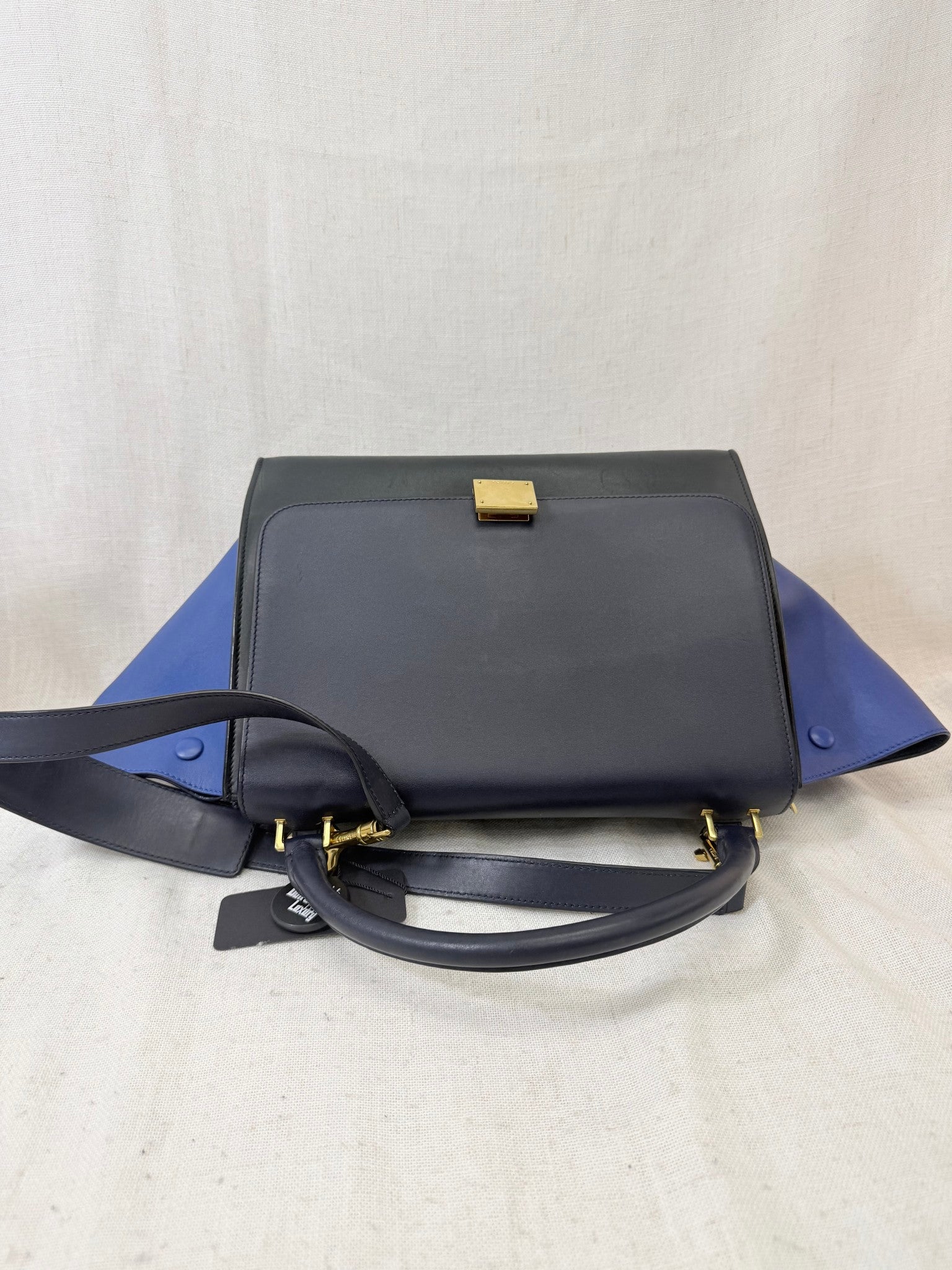 Celine Blue Leather Trapeze Medium Handbag