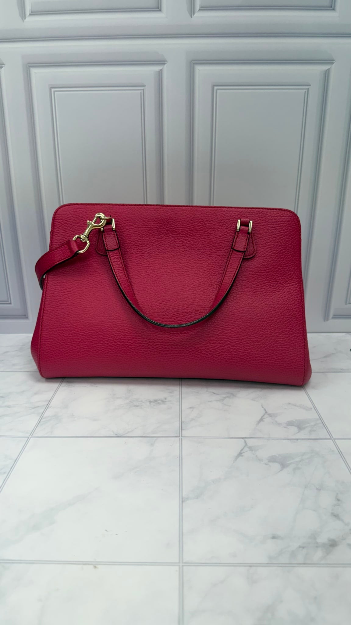 Gucci Pink Pebbled Leather Medium Swing 2Way Tote