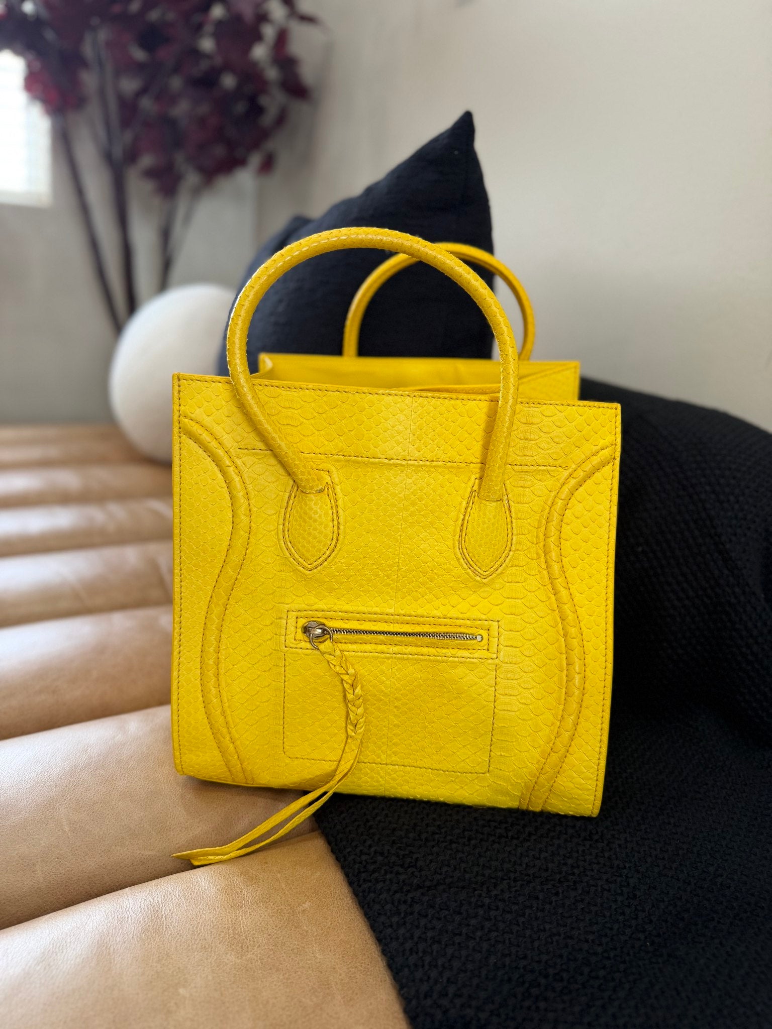 Celine Yellow Python Large Phantom Luggage Bag
