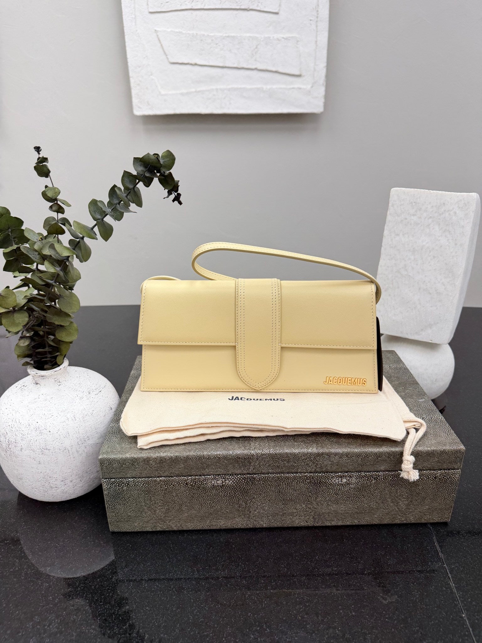 BRAND NEW - Jacquemus Creme Leather Le Bambino Long Shoulder Bag