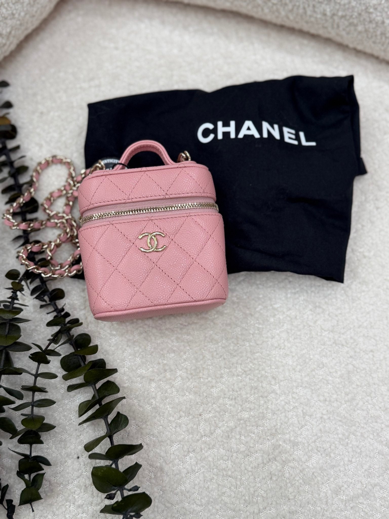 Chanel Pink Caviar Leather Mini Vanity Case