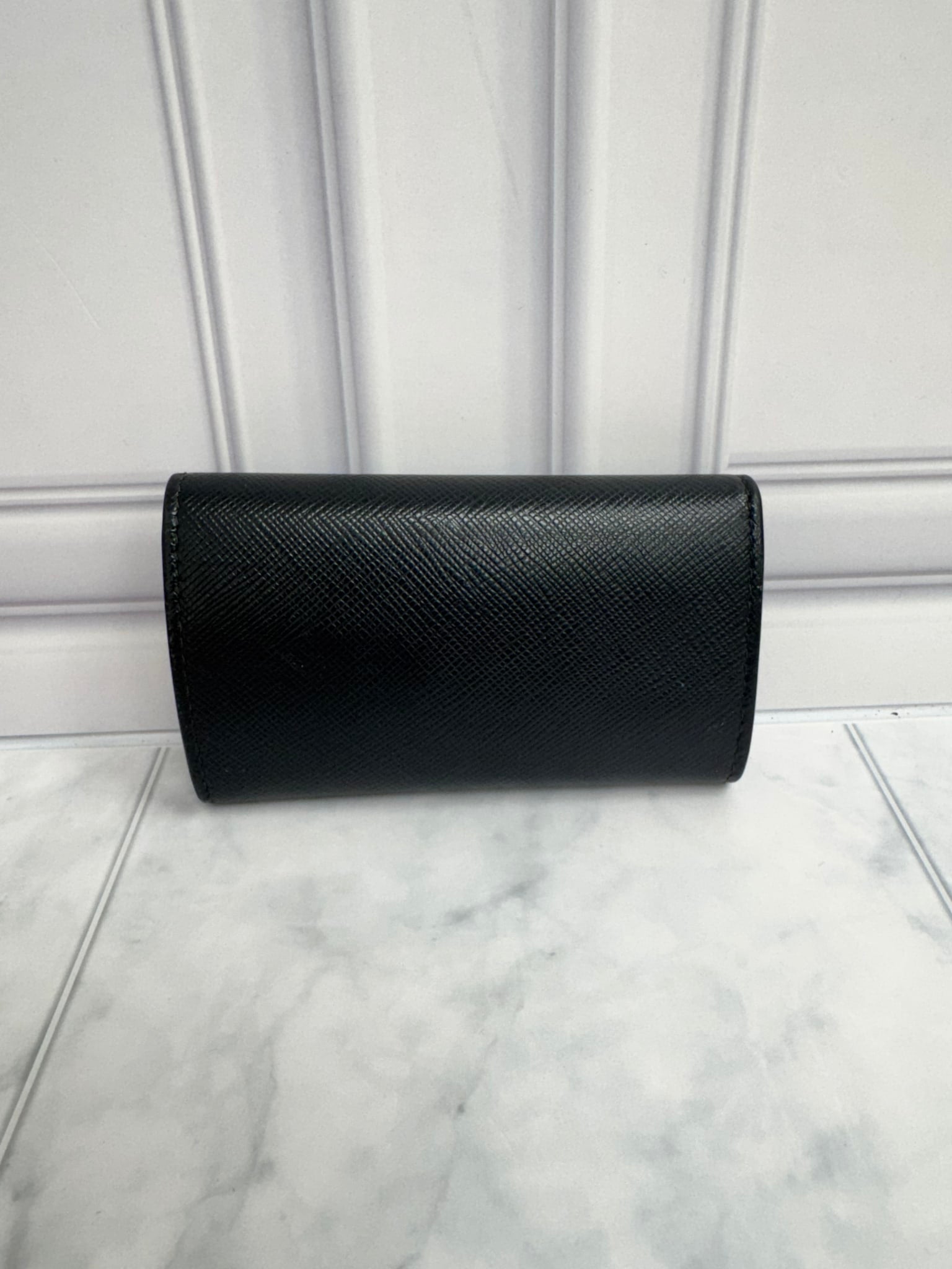 Prada Black Saffiano Leather 4 Ring Key Case