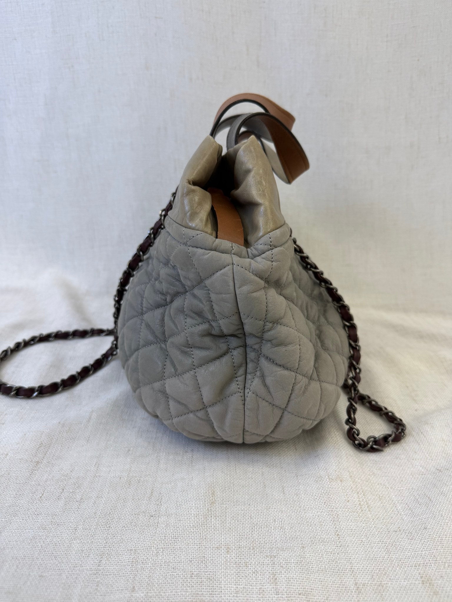 Chanel Gray Iridescent Calf Skin In The Mix Bag