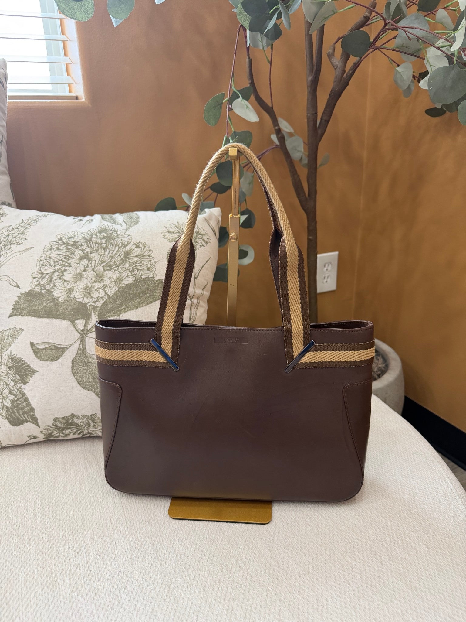 Gucci Brown Leather Tote Bag