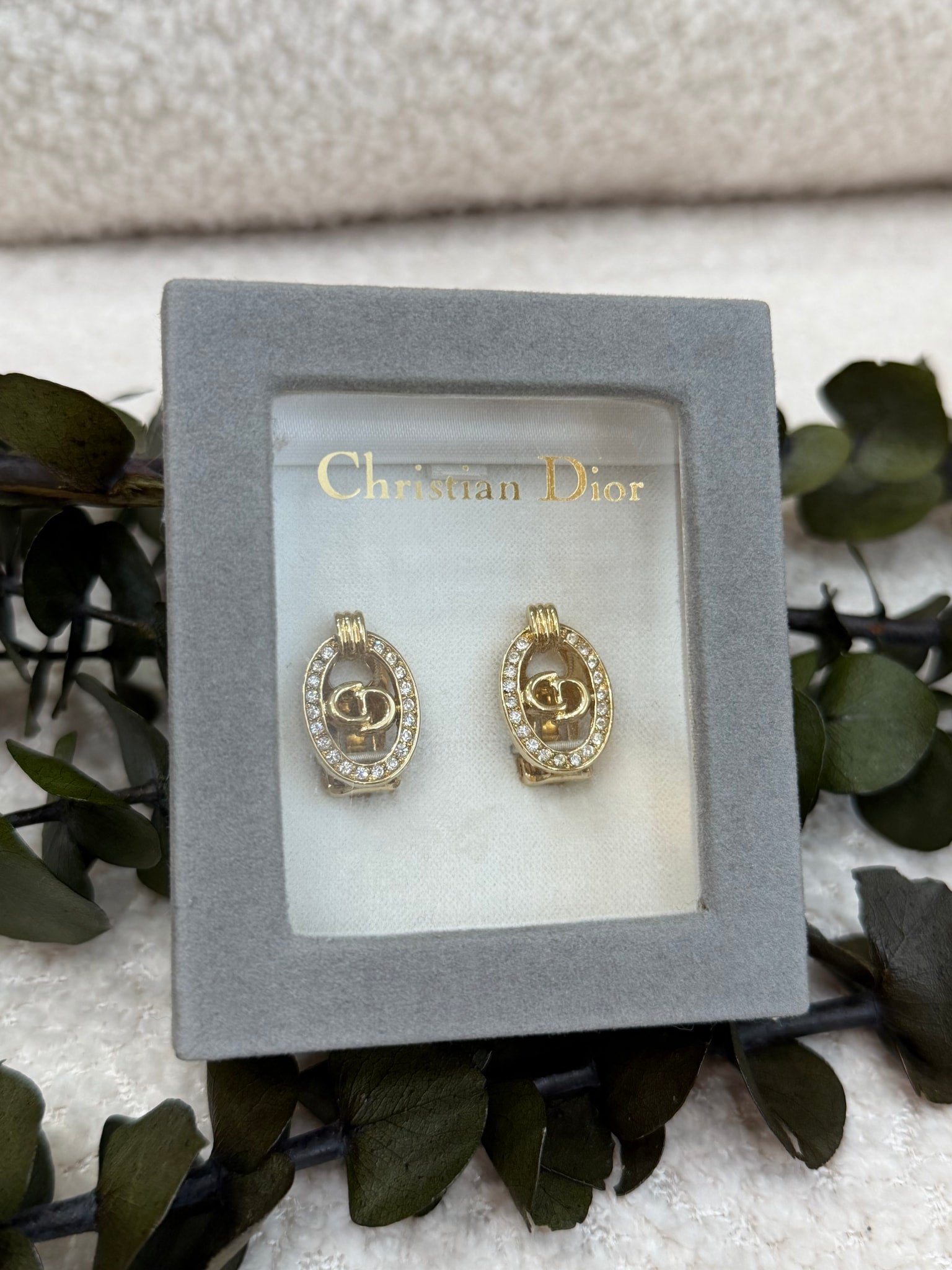 Christian Dior Gold CD Clip On Earrings