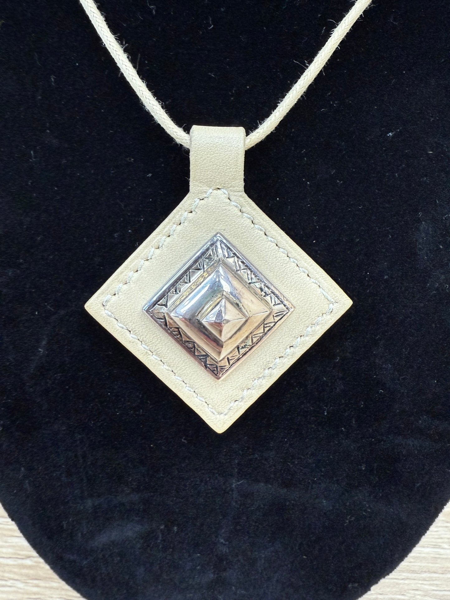 Hermes Tan Leather Pendant Necklace