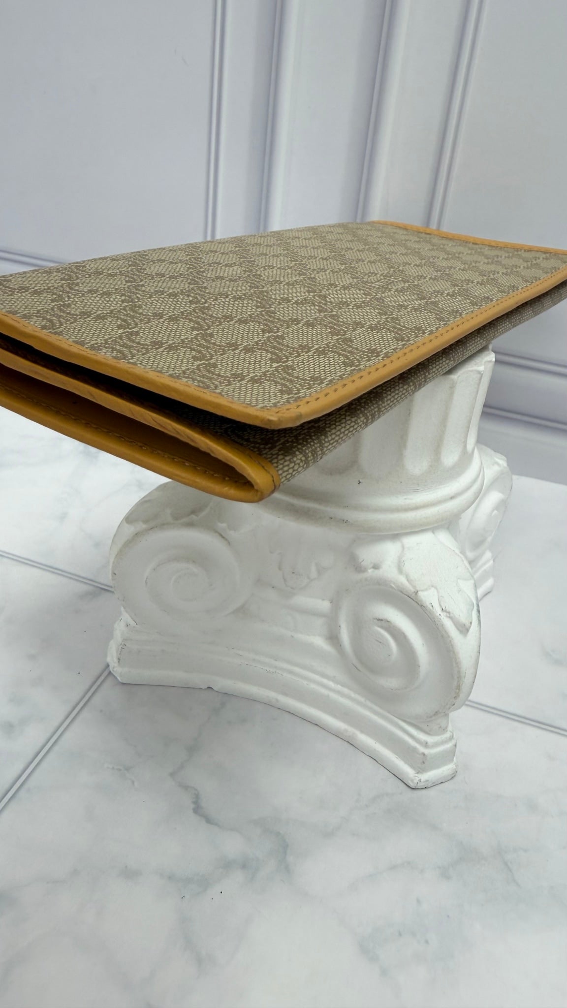 Celine Vintage Beige Macadam Coated Canvas Long Wallet