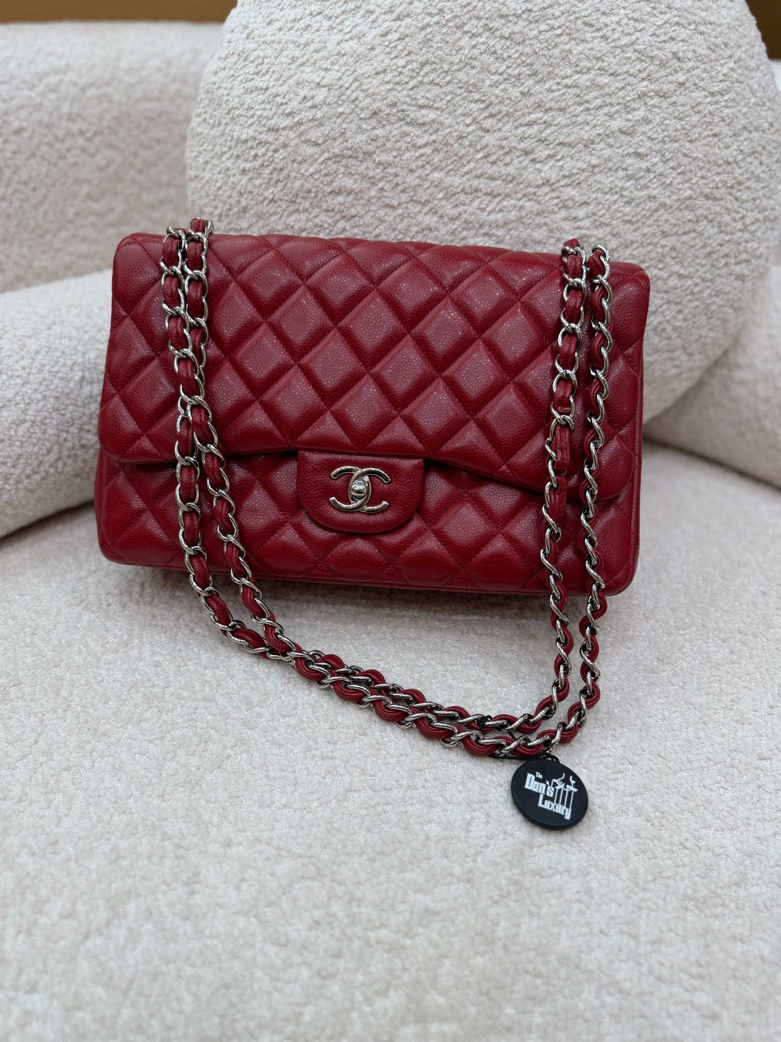 Chanel Red Caviar Jumbo Double Flap Bag