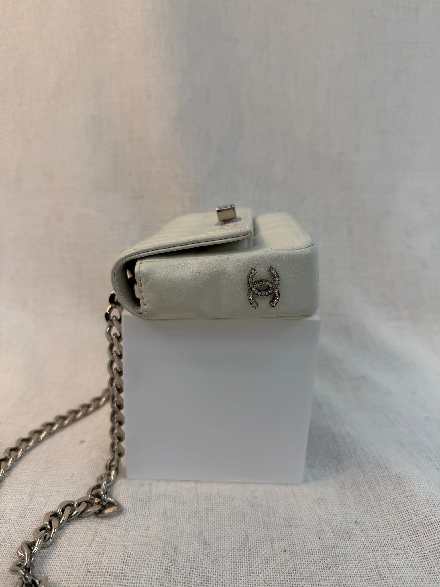 Chanel White Calfskin Mini Flap Bag