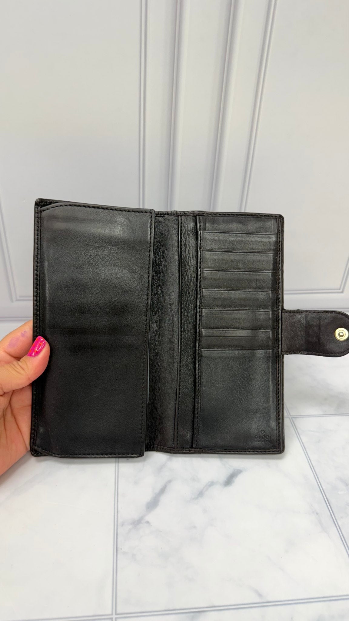 Gucci Brown Leather Guccissima Heart Continental Wallet