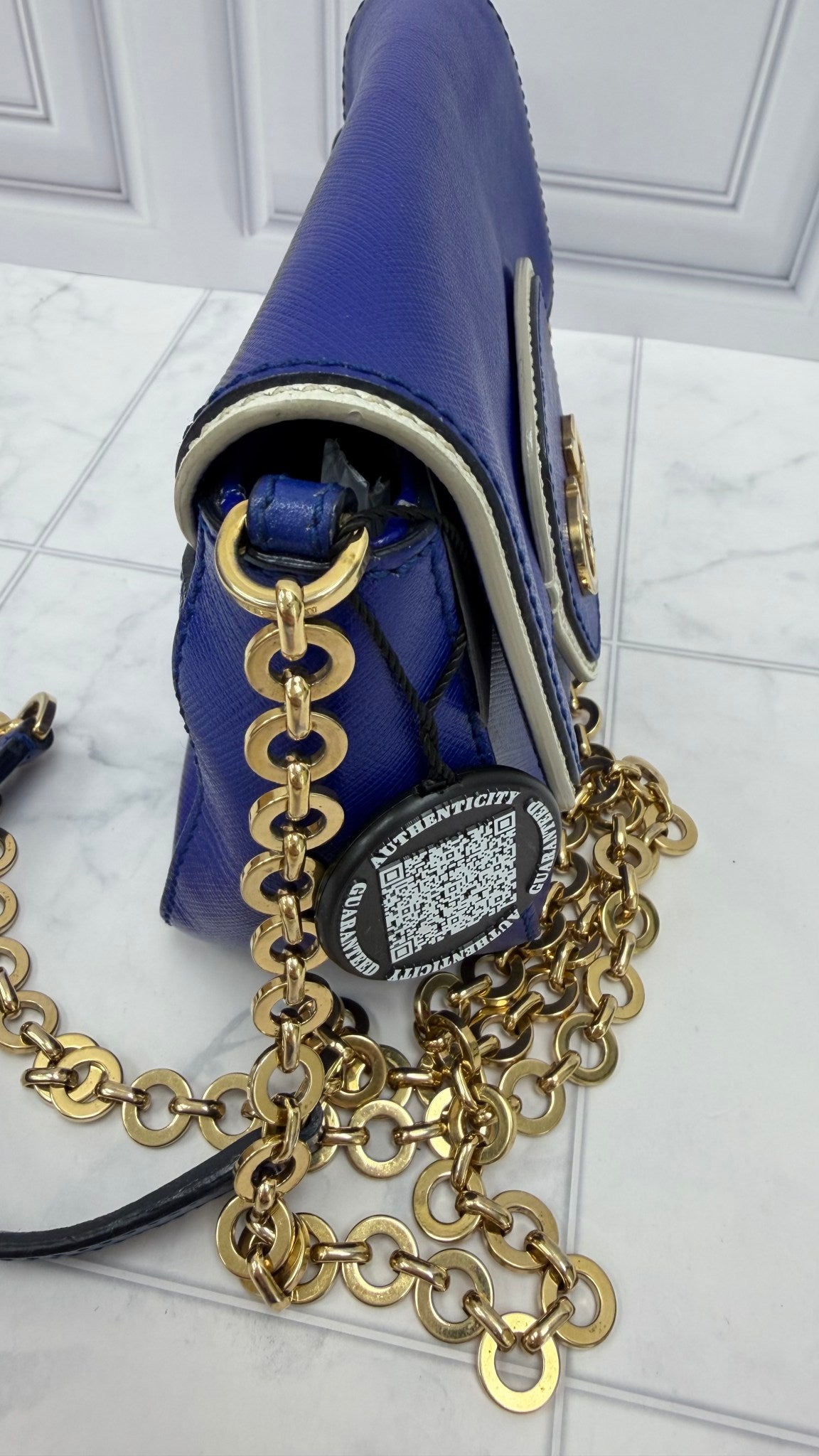 Salvatore Ferragamo Blue Leather Paris Crossbody Bag