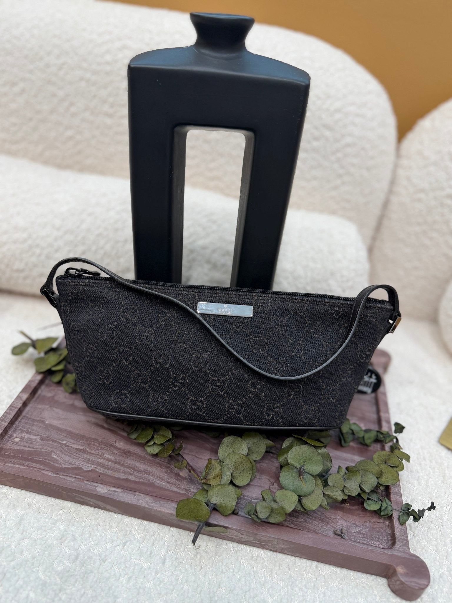 Gucci Black & Brown GG Canvas Mini Pochette