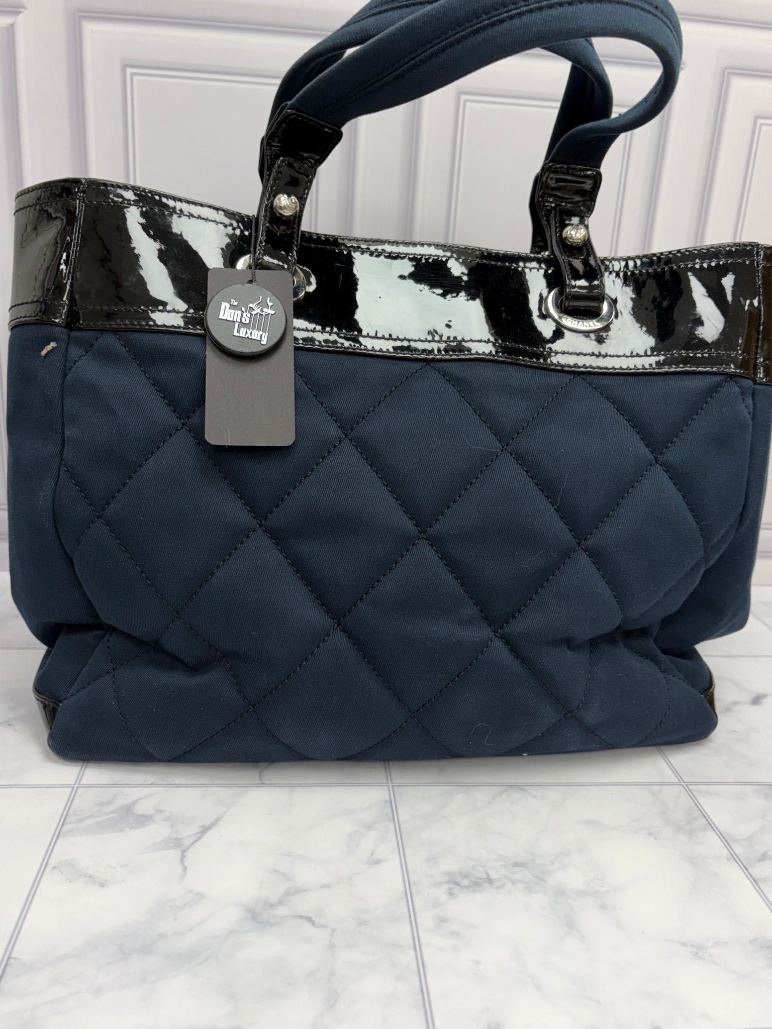 Chanel Navy Blue Canvas Paris Biarritz Tote Bag