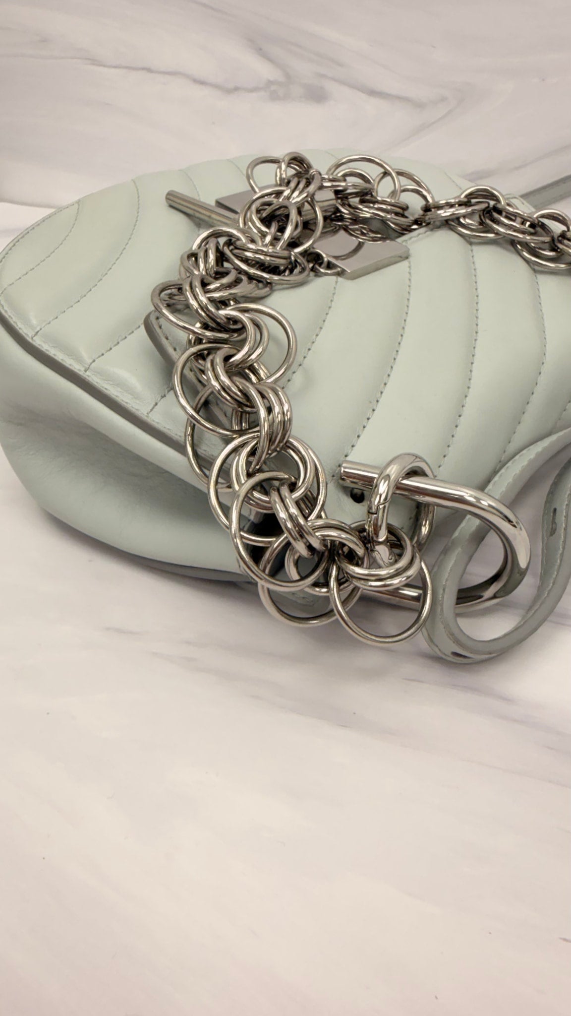 Chloe Light Blue Leather Mini Drew Bijou Shoulder Bag
