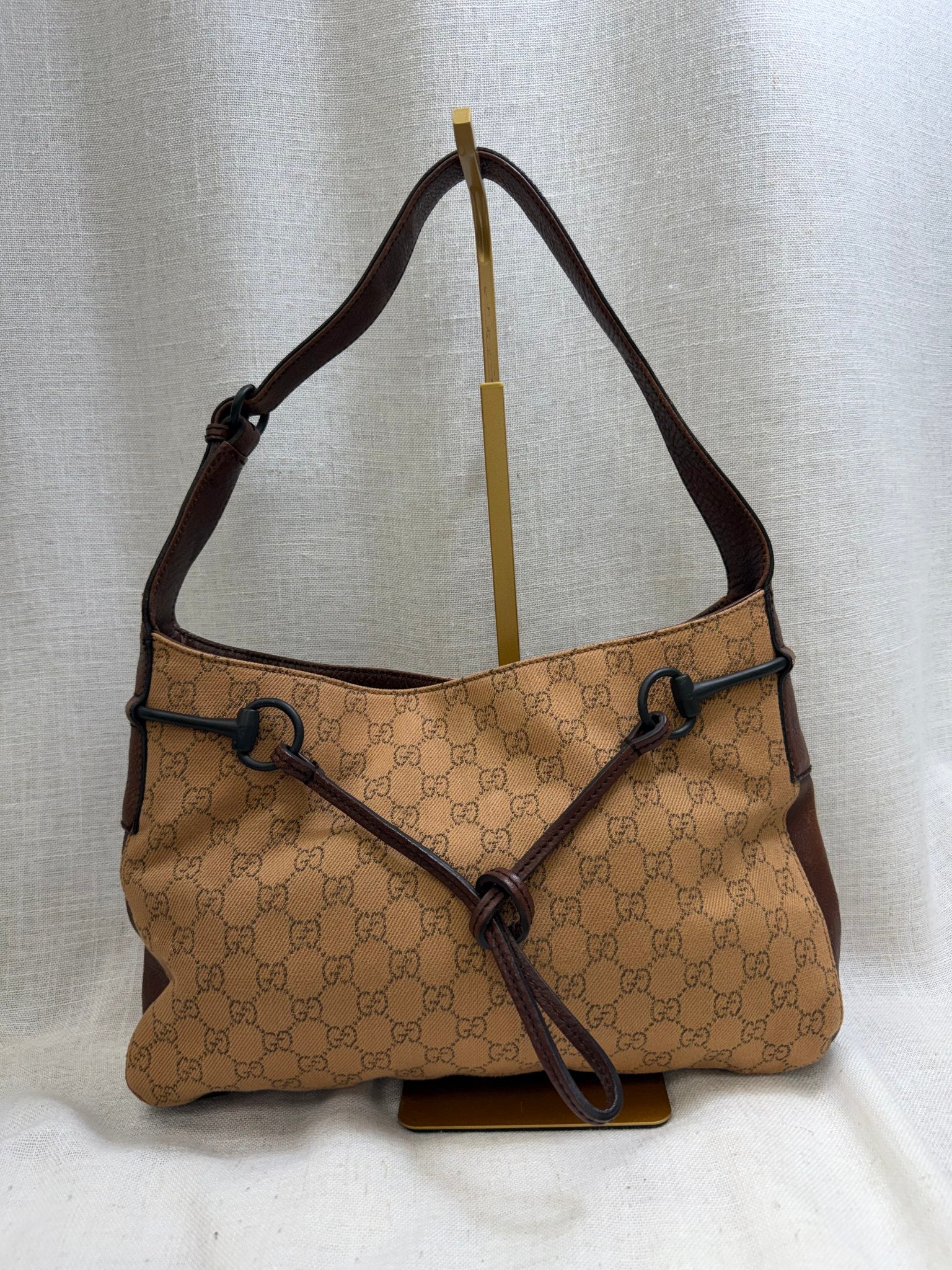 Gucci Brown GG Canvas Horsebit Shoulder Bag