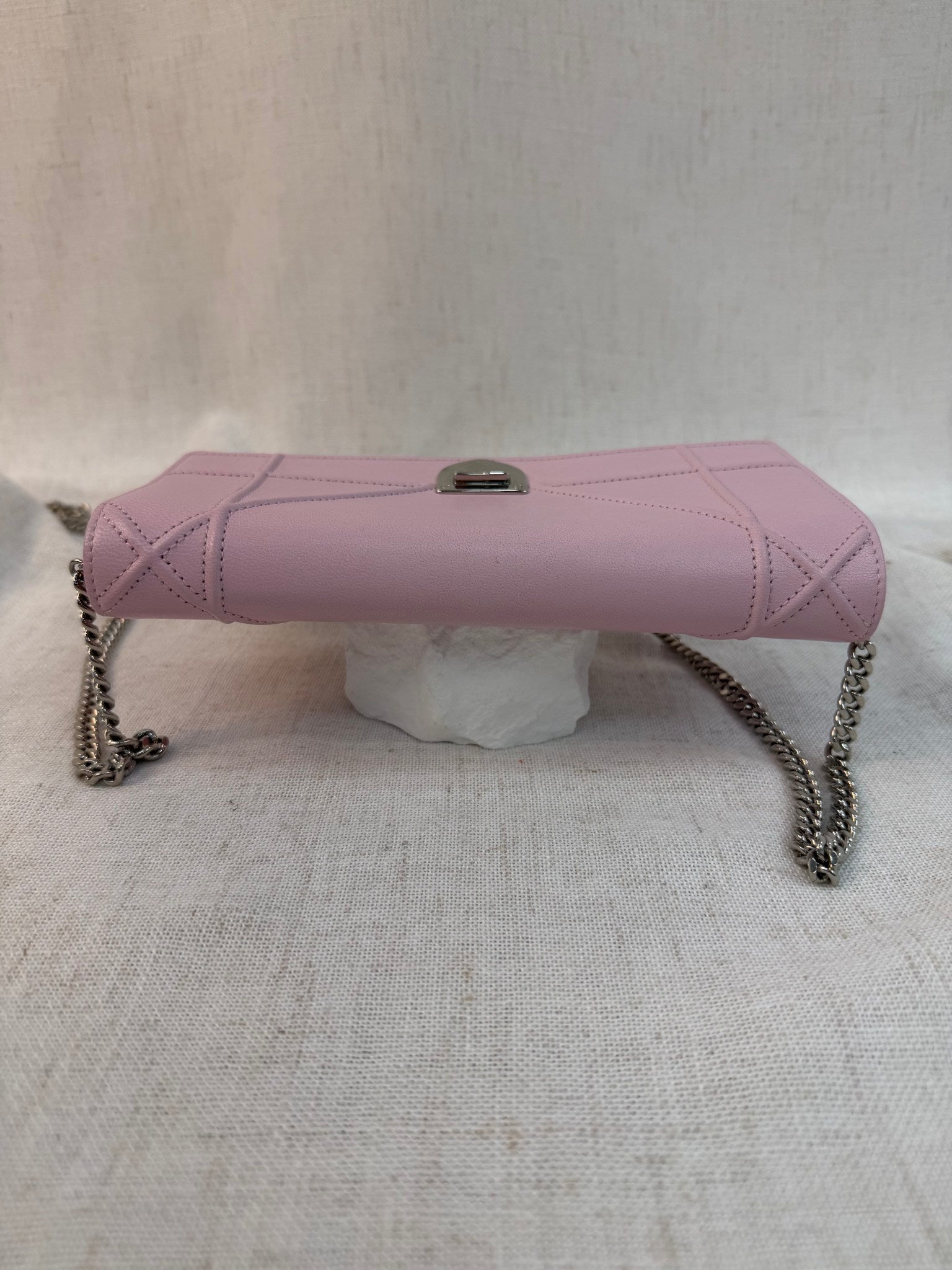 Christian Dior Pink Leather Diorama Wallet On Chain