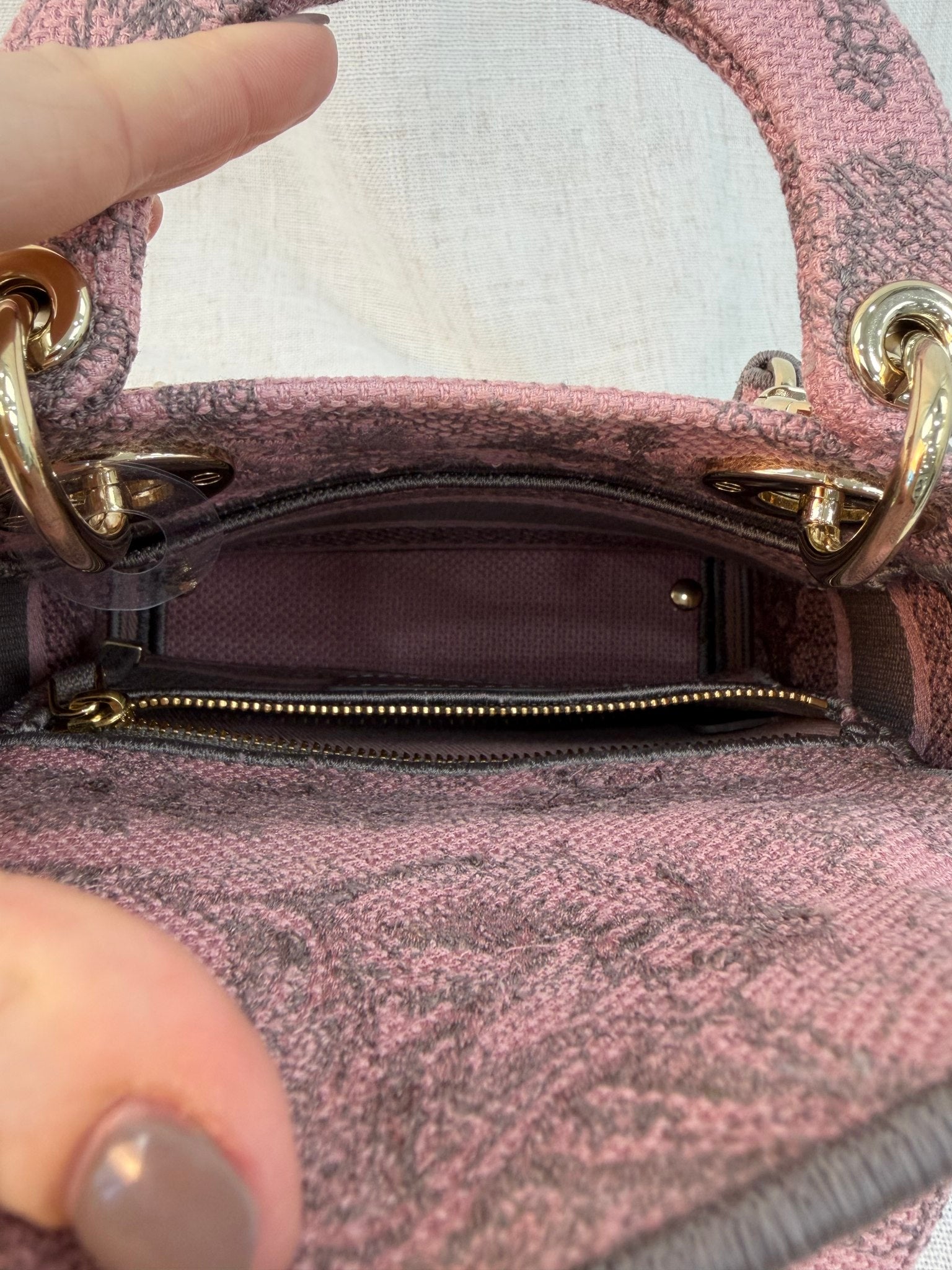 Christian Dior Pink Canvas Mini Lady Dior Tote Bag