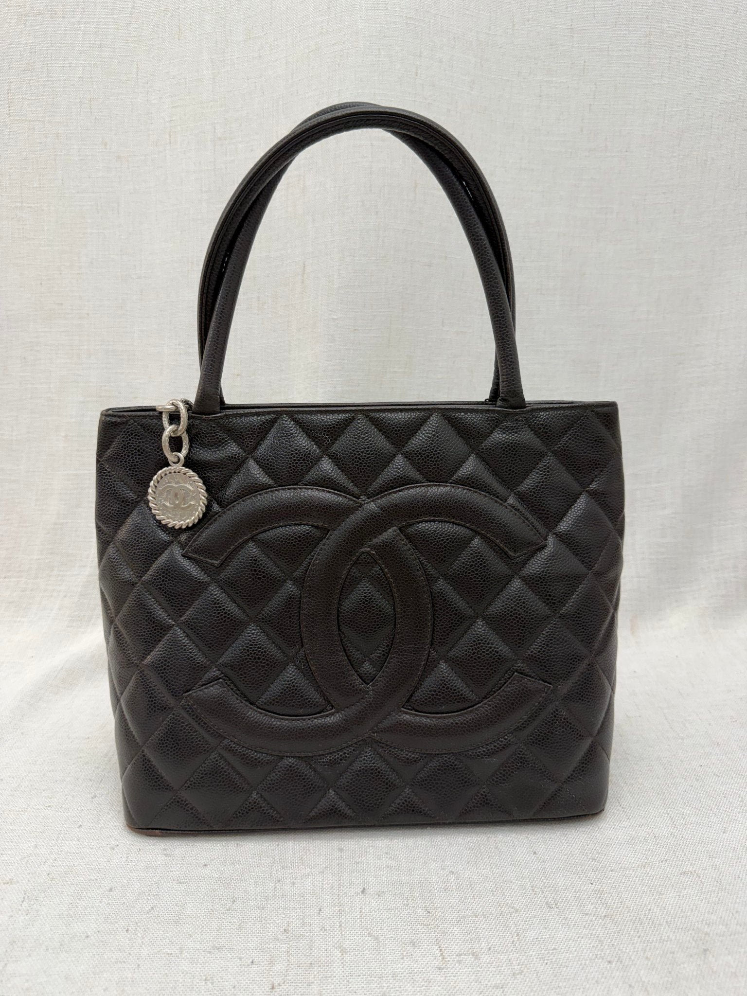 Chanel Brown Caviar Leather Medallion Tote