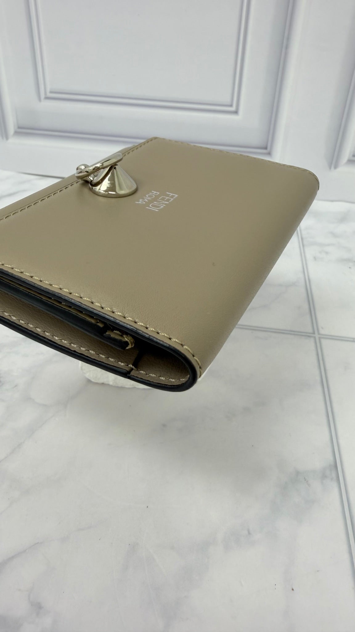 Fendi Taupe Leather By The Way Compact Wallet