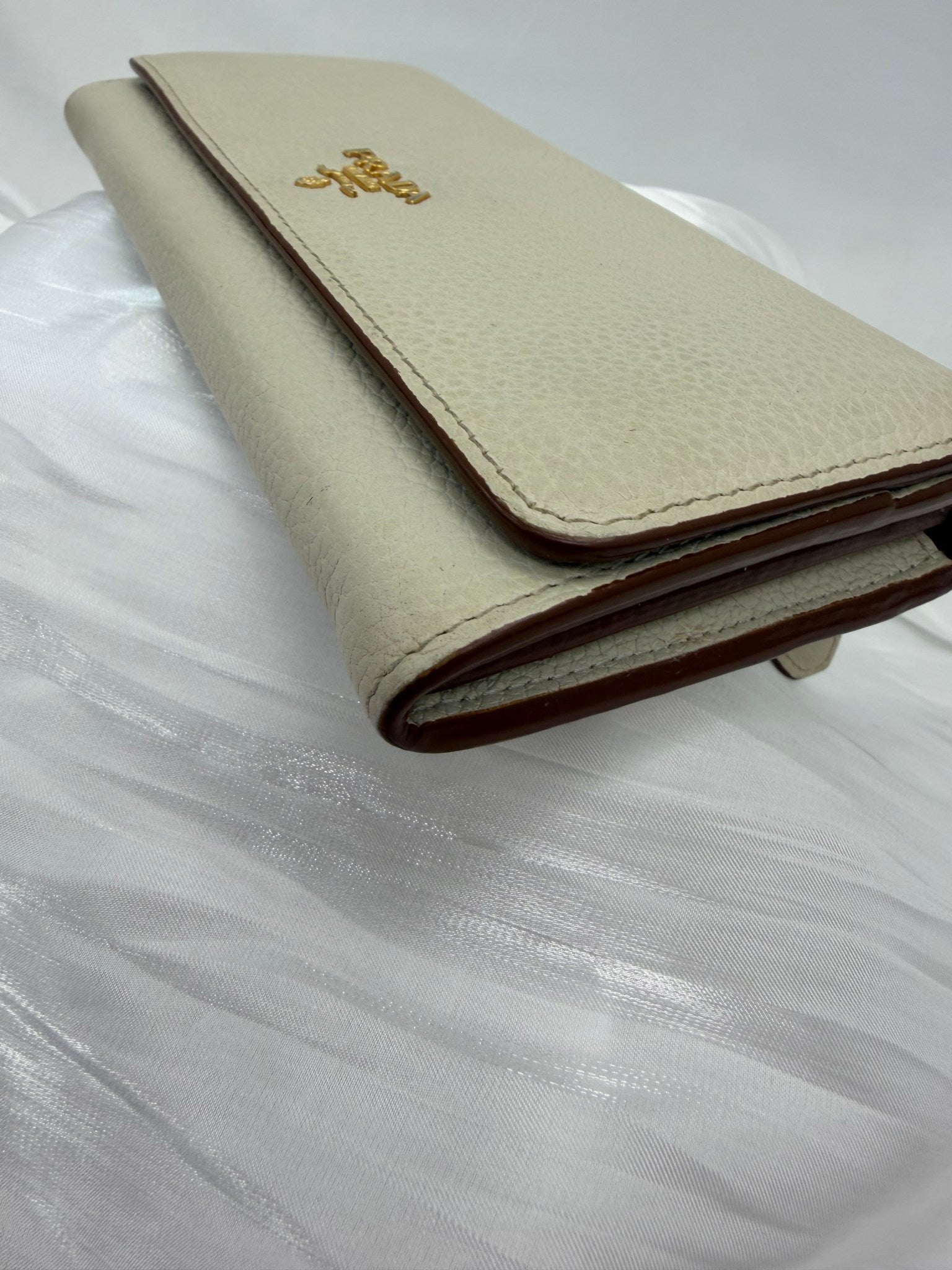 Prada Cream Leather Long Wallet