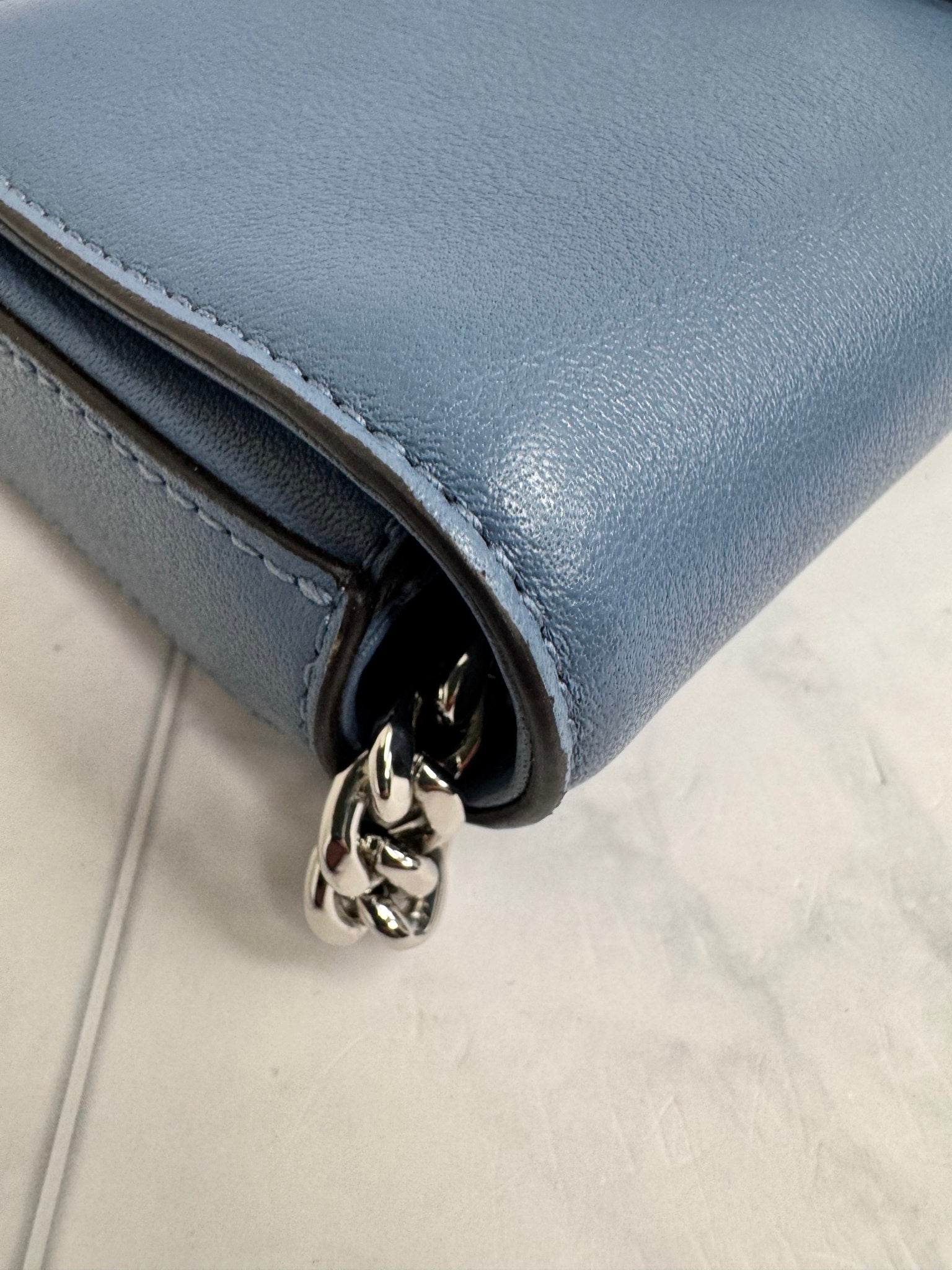 Jimmy Choo Blue Leather Cheri Wallet On Chain
