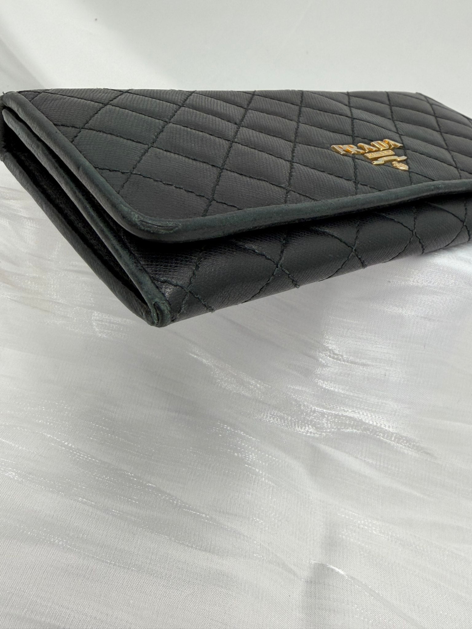 Prada Black Quilted Leather Long Wallet