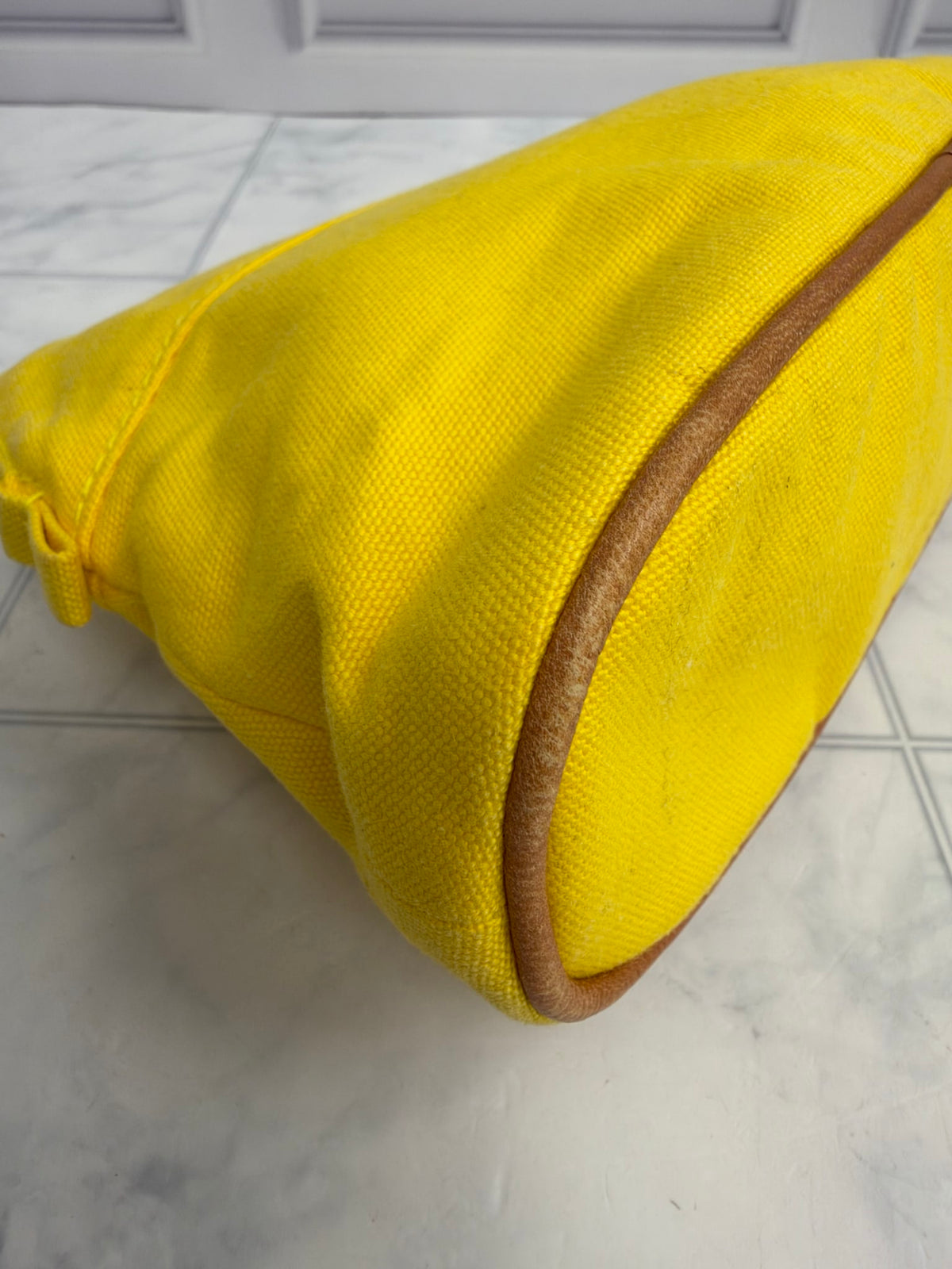 Hermes Yellow Canvas Bolide Pouch