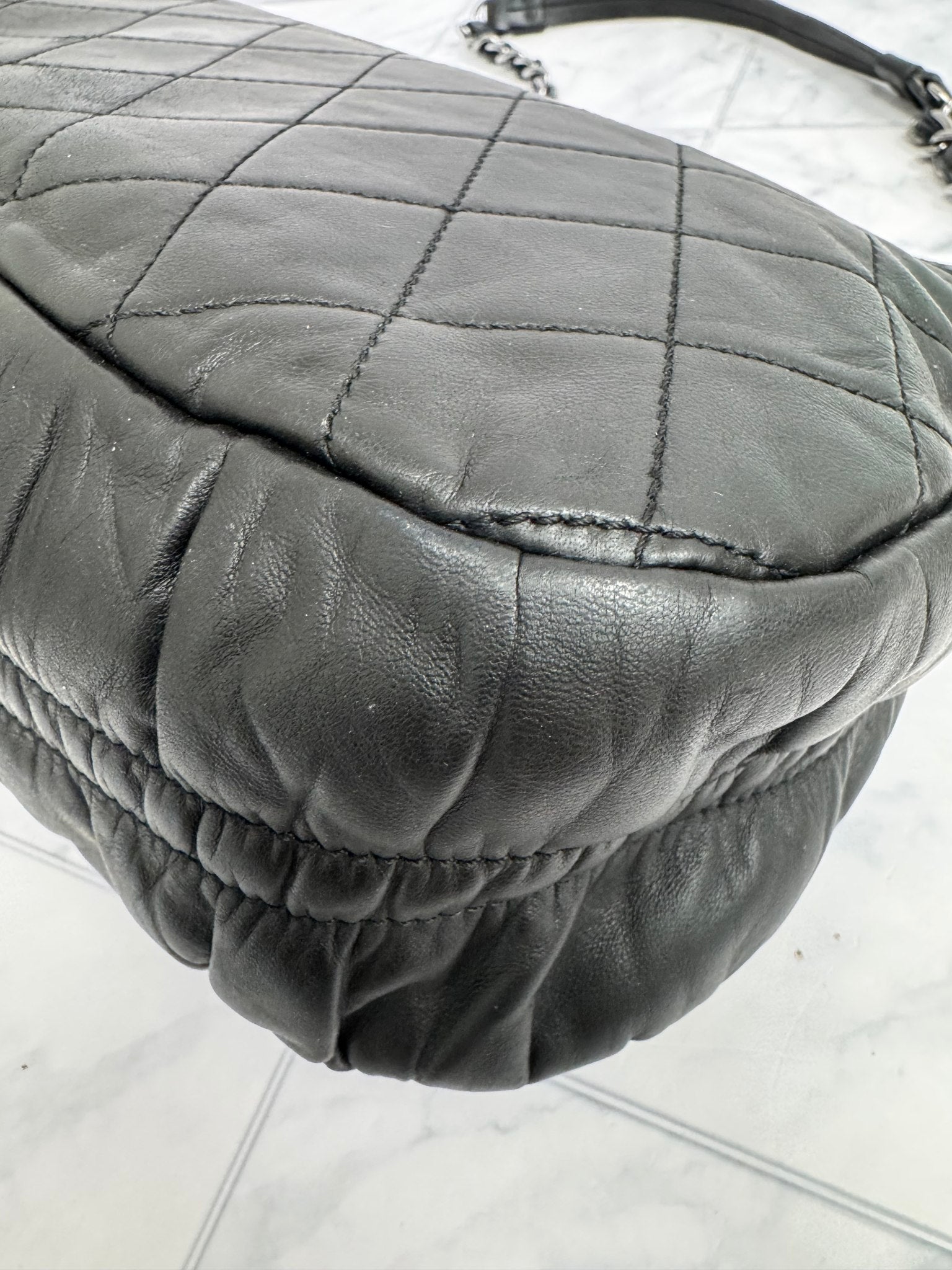 Chanel Black Diamond Quilted Sharpei Small Flap Bag