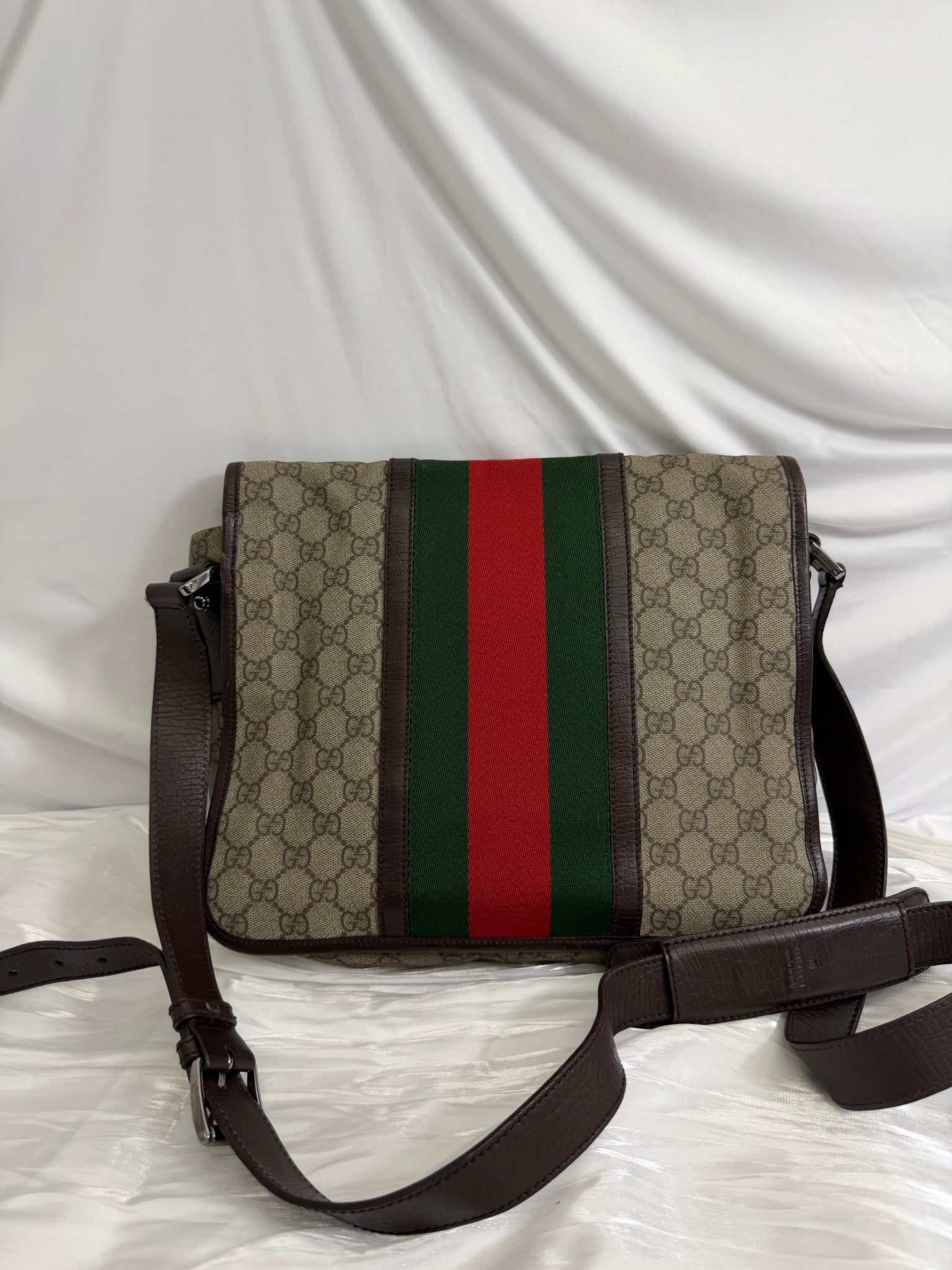 Gucci Brown GG Coated Canvas Web Messenger Bag