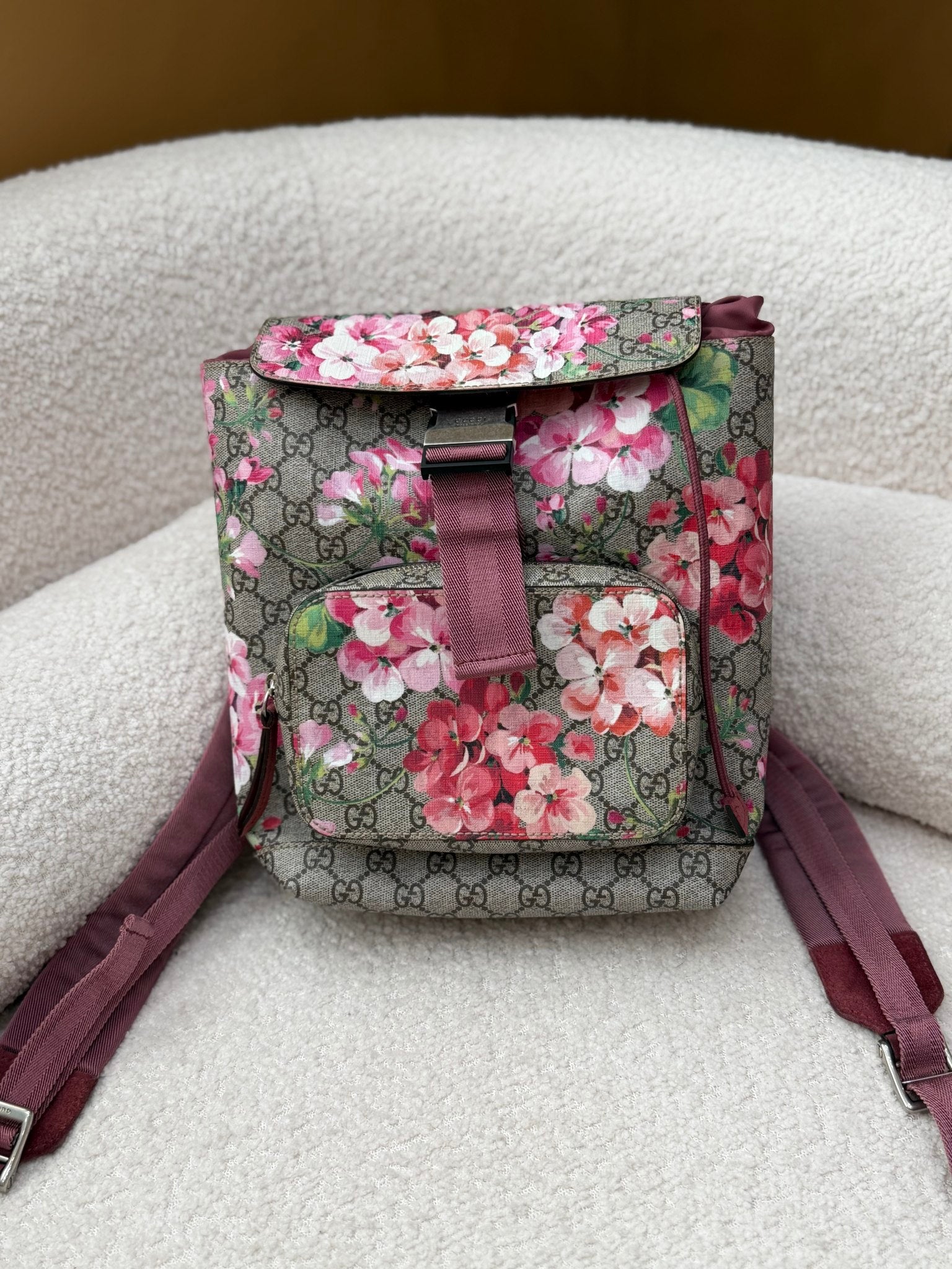 Gucci Brown GG Supreme Print Blooms Backpack