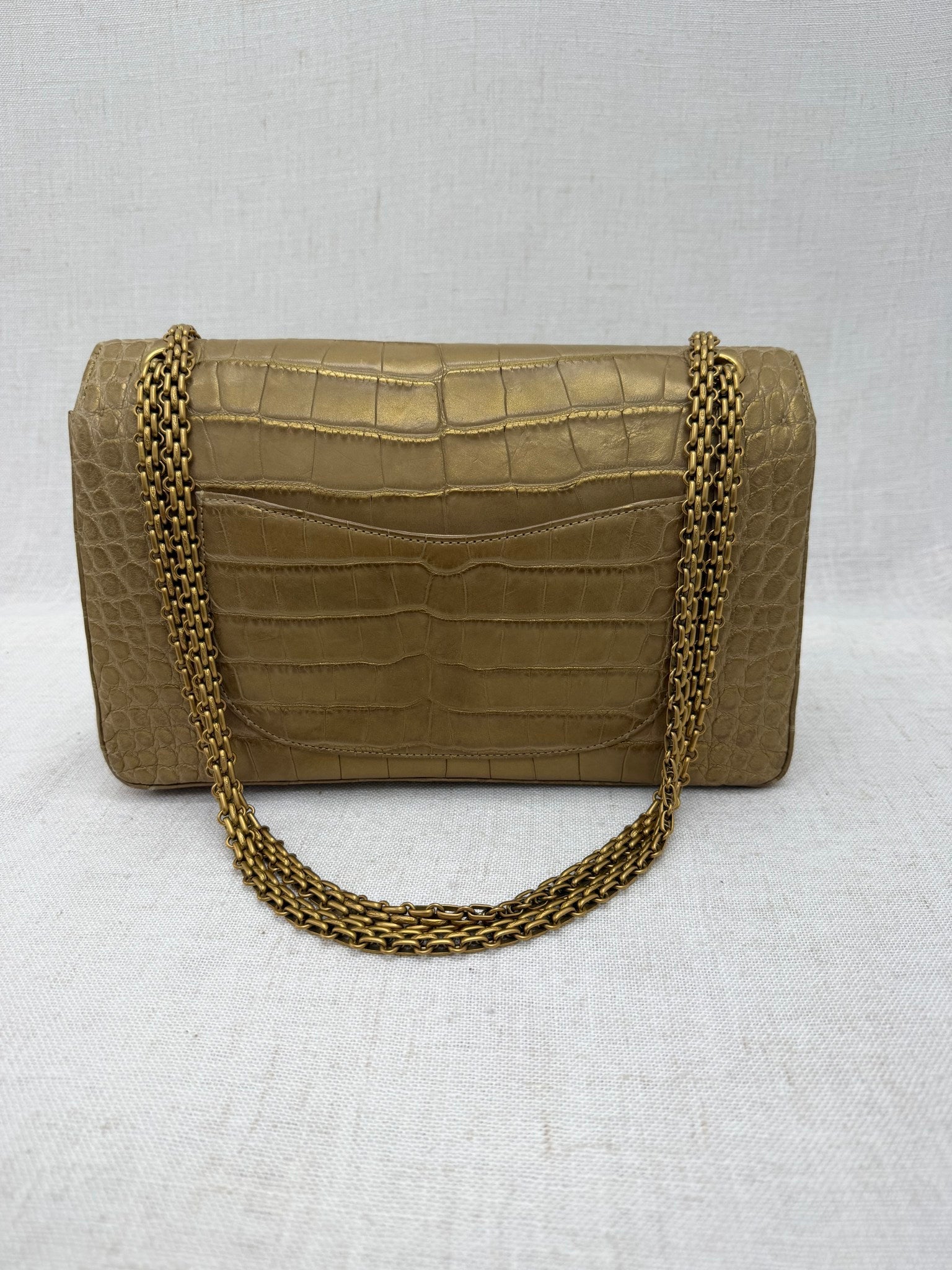 Chanel Metallic Gold Matte Crocodile 2.55 Reissue Double Flap Bag