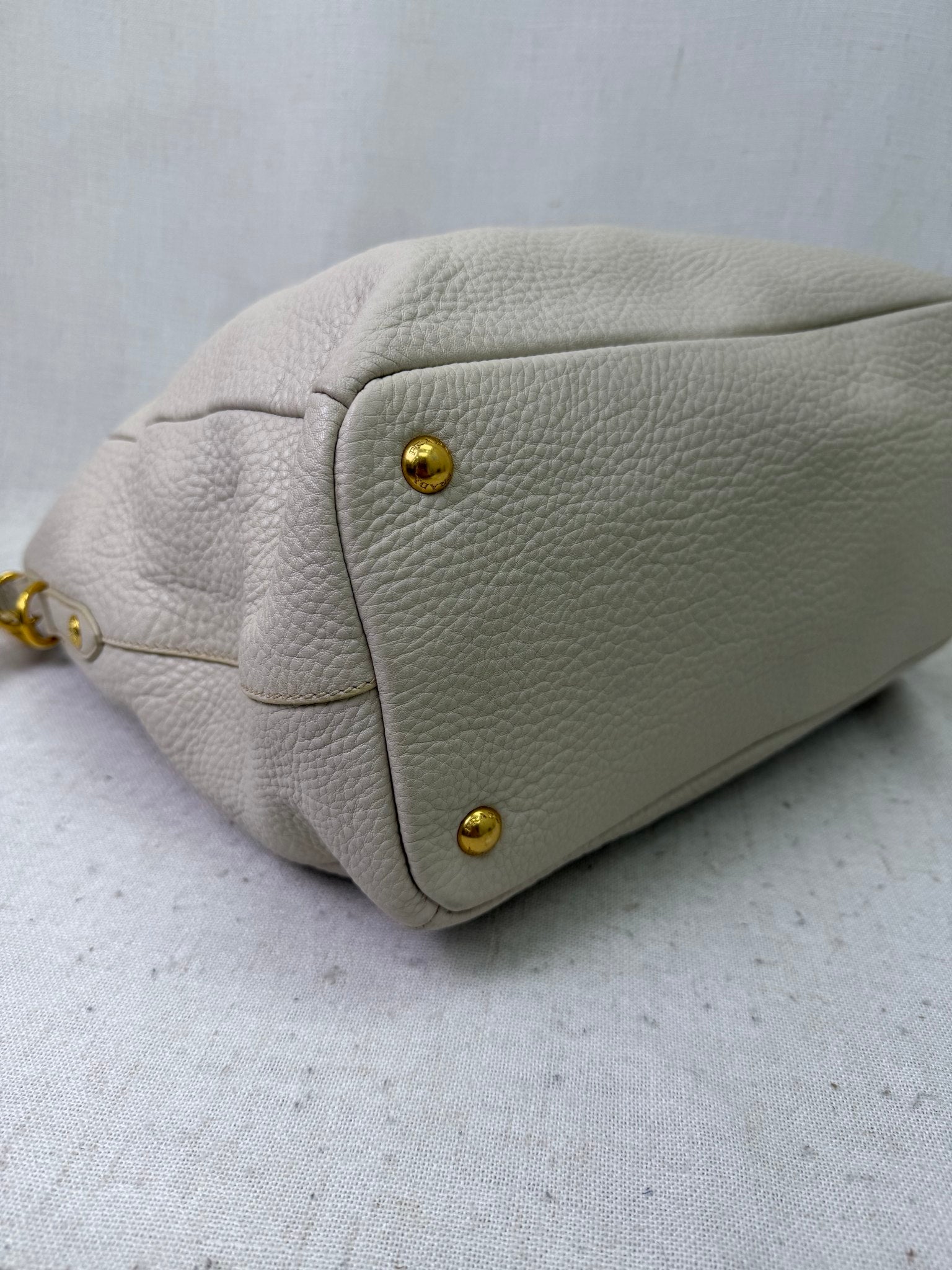 Prada Cream Tumbled Leather 2way Bag
