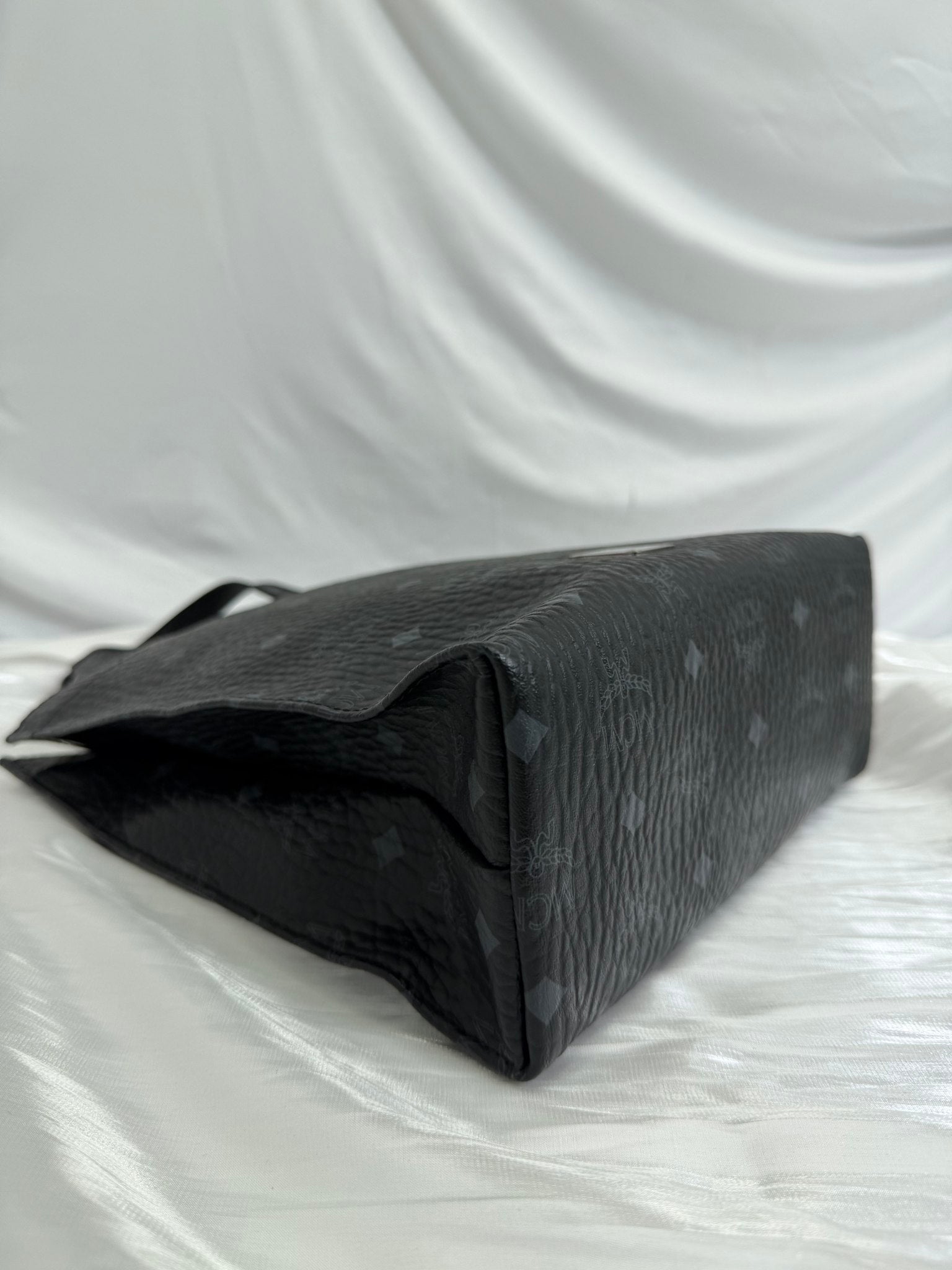 MCM Visetos Black Leather Tote Bag