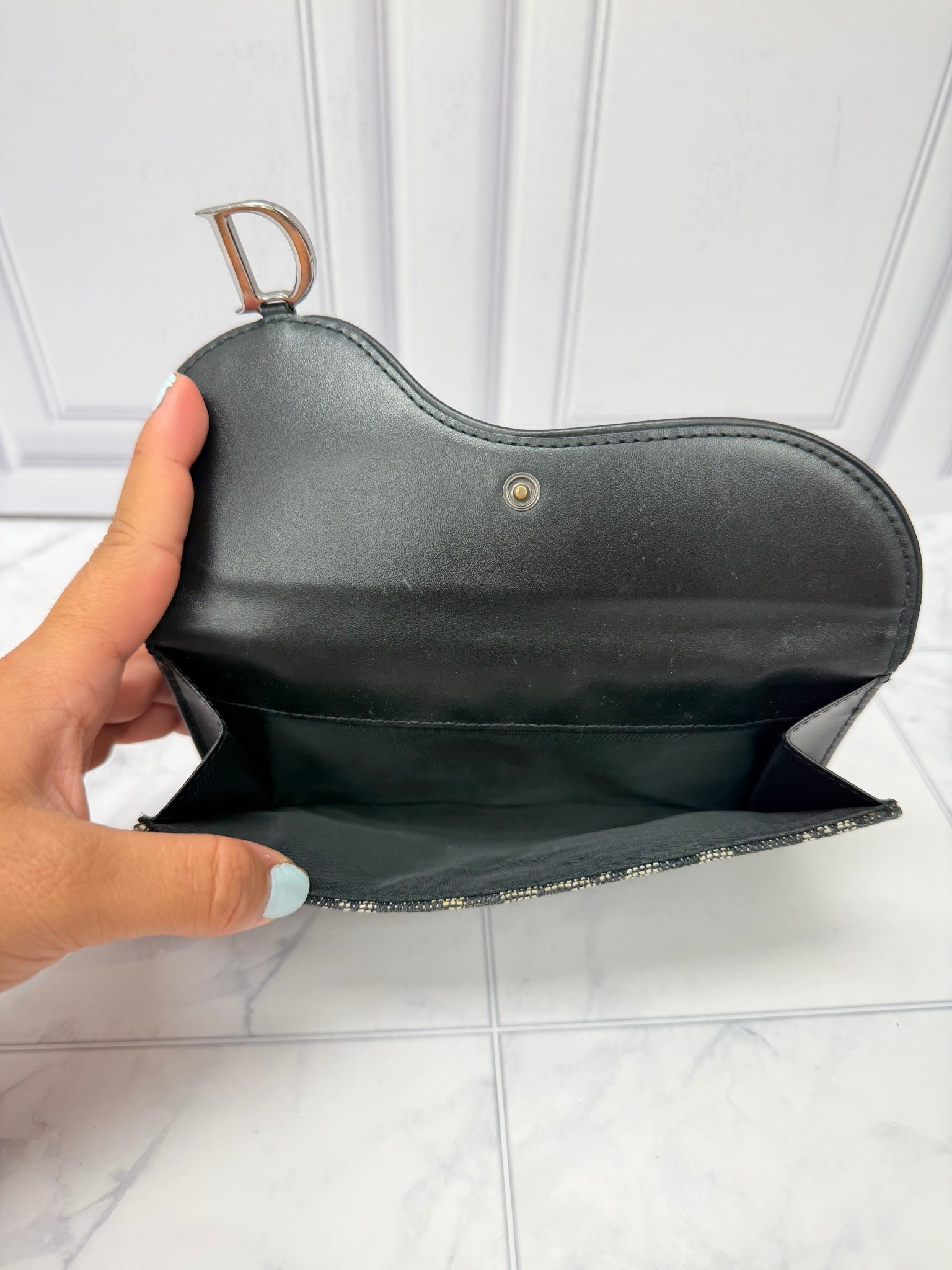 Christian Dior Black Trotter Canvas Saddle Wallet