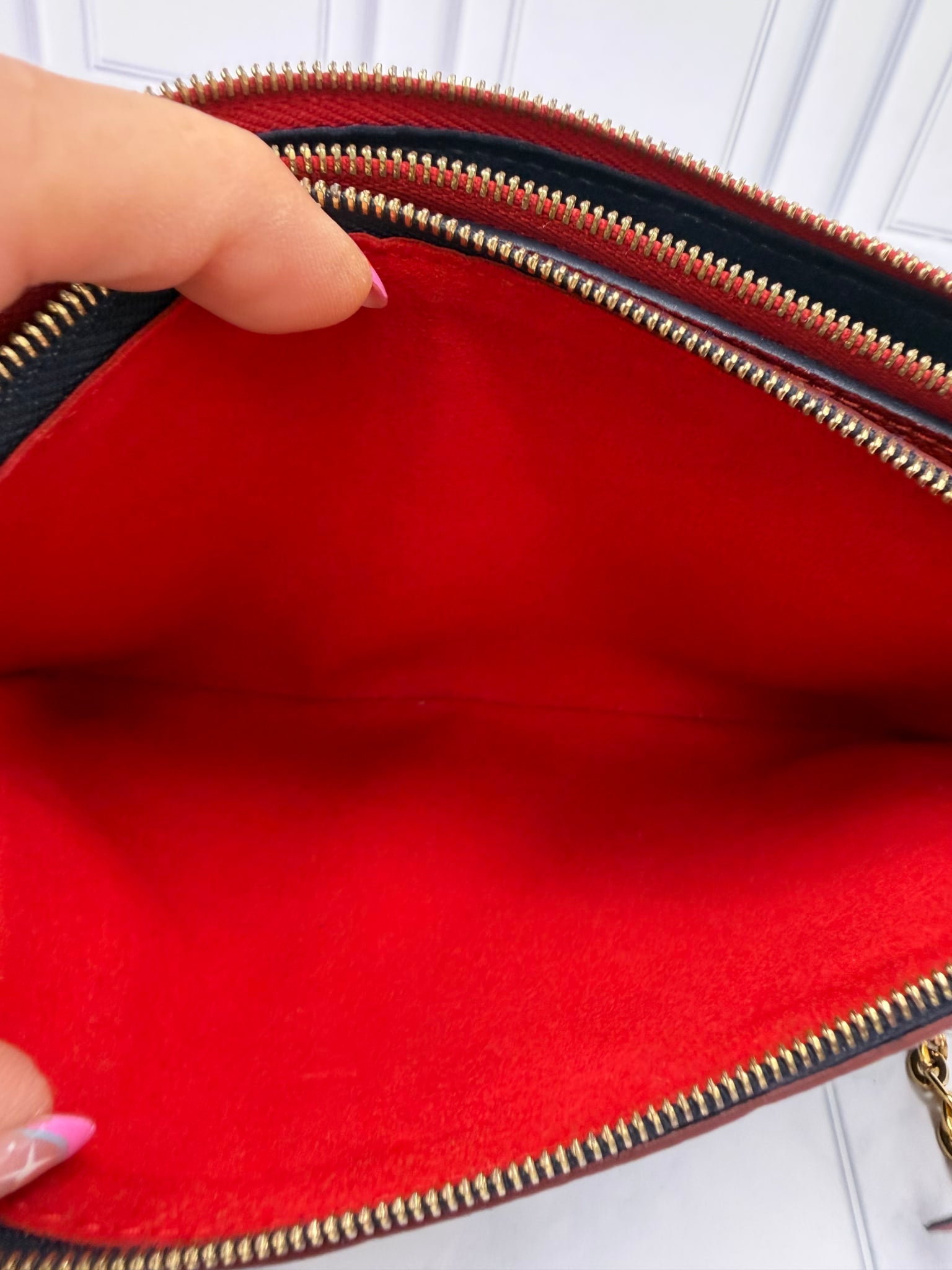 Louis Vuitton Navy & Red Empreinte Leather Double Zip Pochette