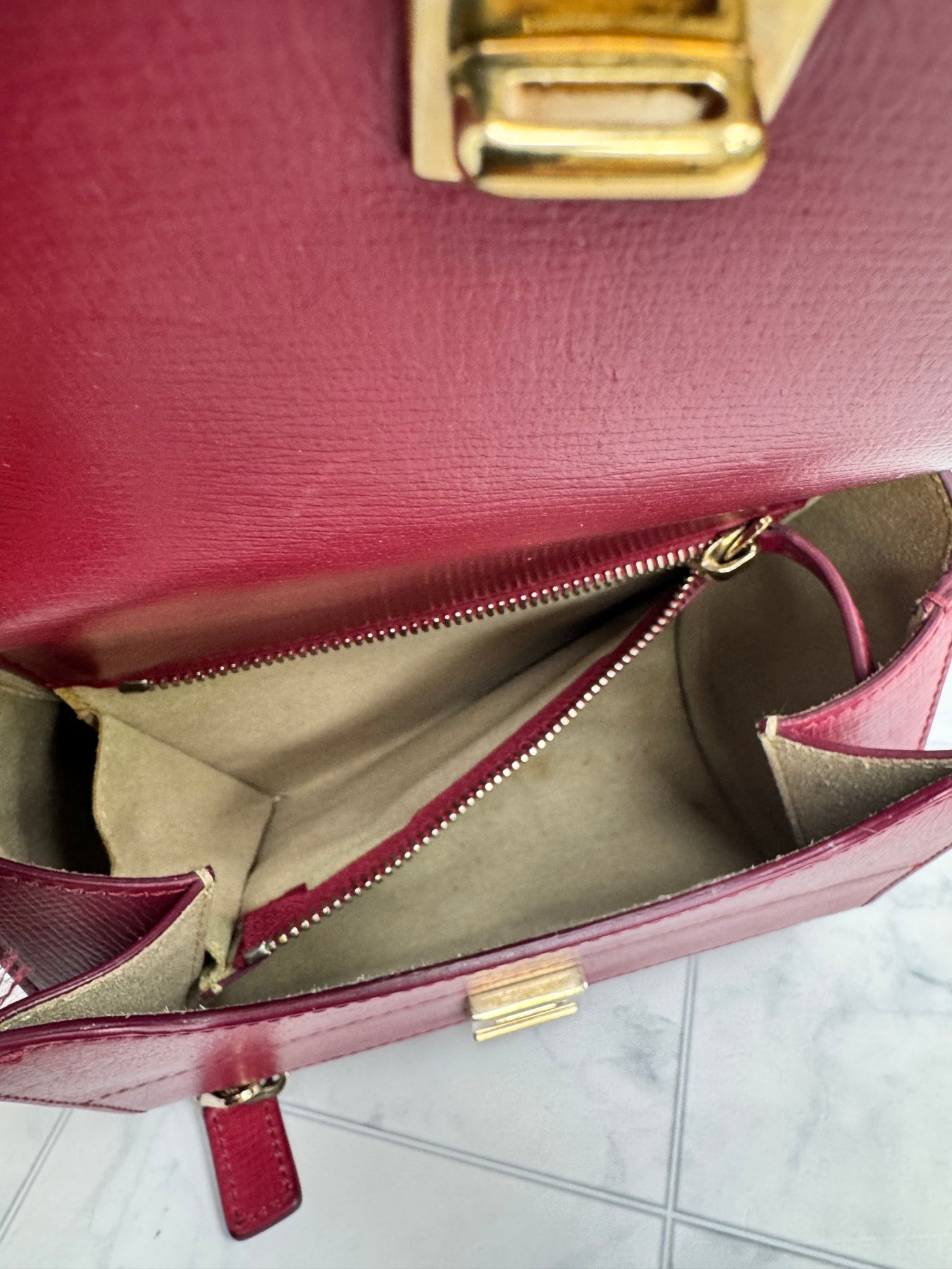 Givenchy Burgundy Leather Pandora Box Mini Crossbody Bag