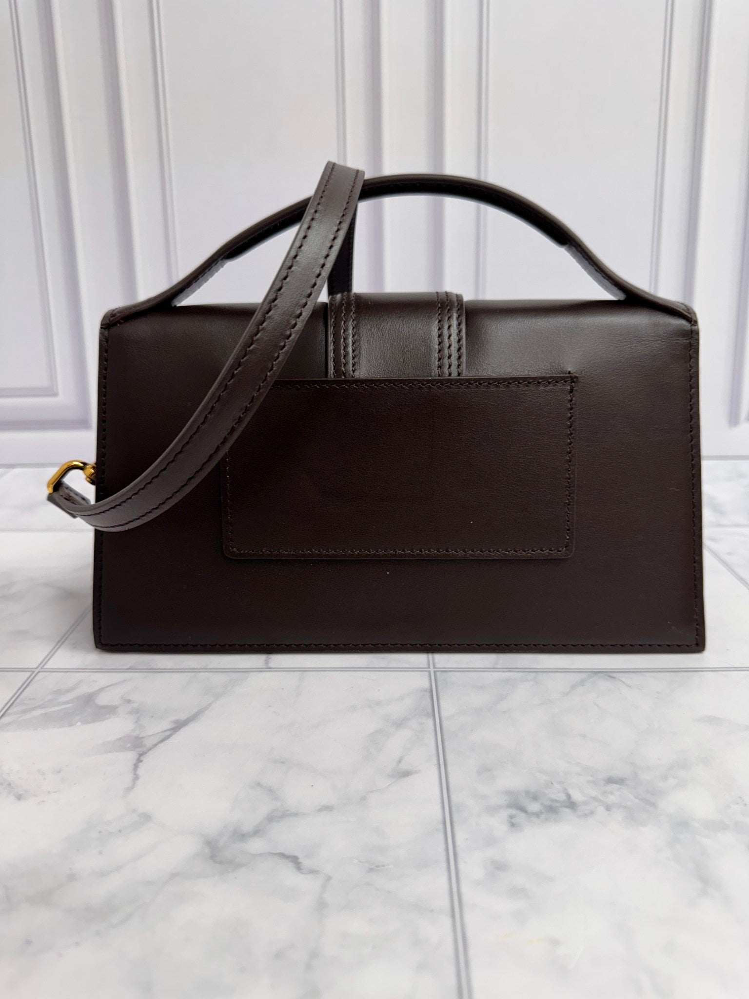 BRAND NEW - Jacquemus Midnight Brown Leather Le Grand Bambino Handbag 2Way Handbag