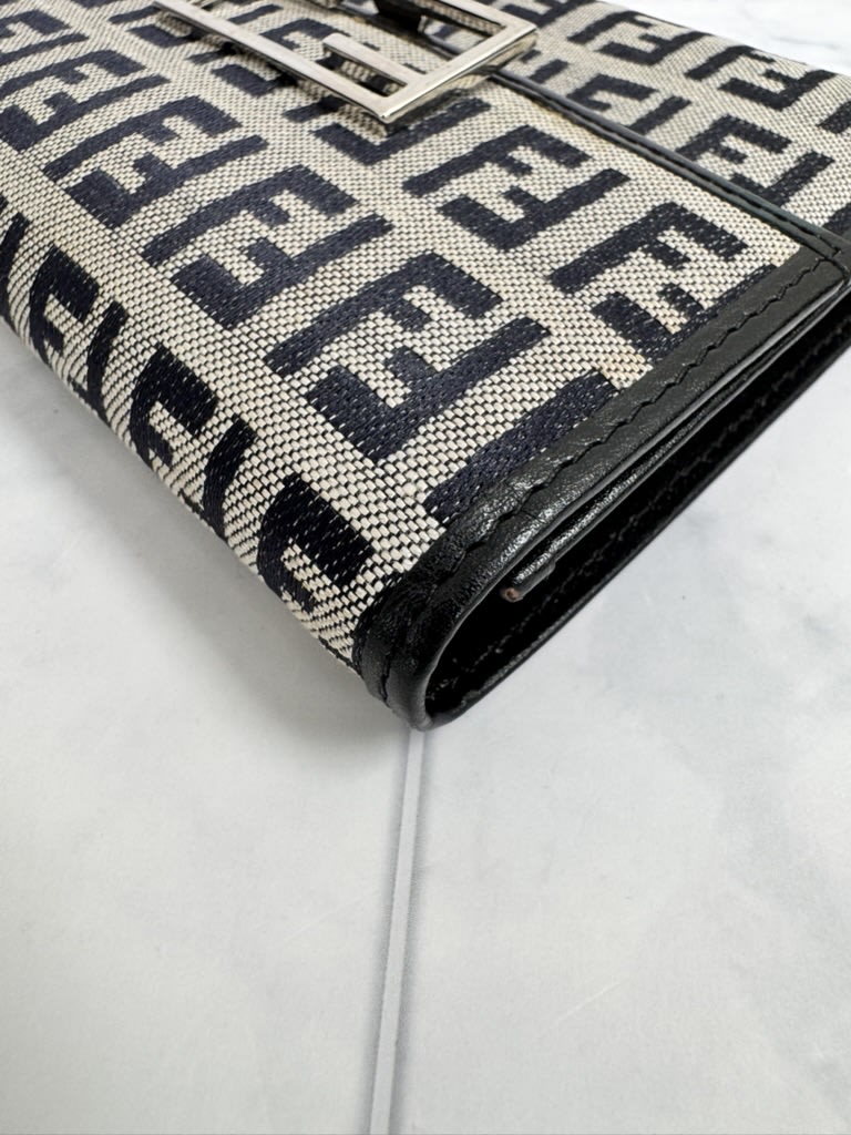 Fendi Grey And Black Zucca Canvas Compact Wallet